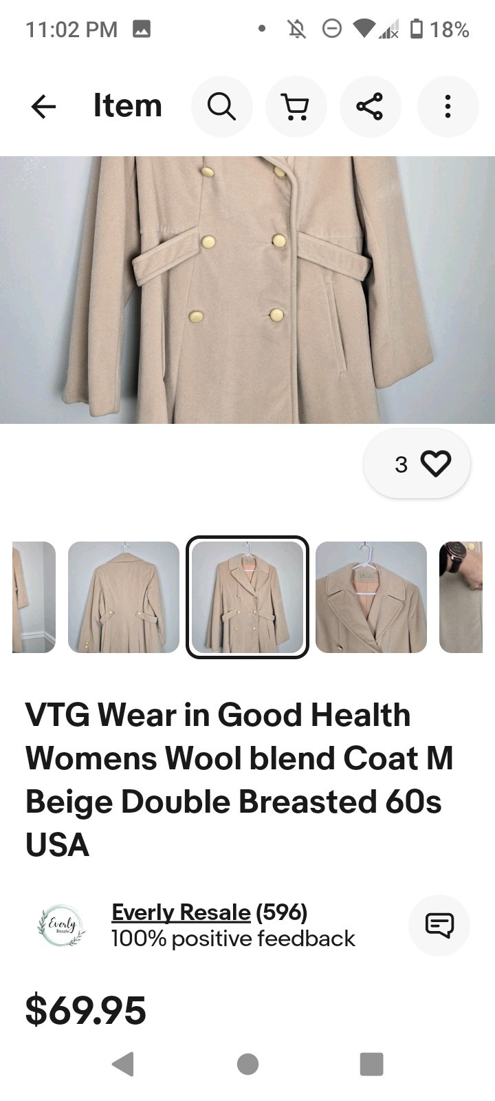 Vintage Mod Misty Harbor Persimmon Orange Coat 16 Tall Brass Buttons