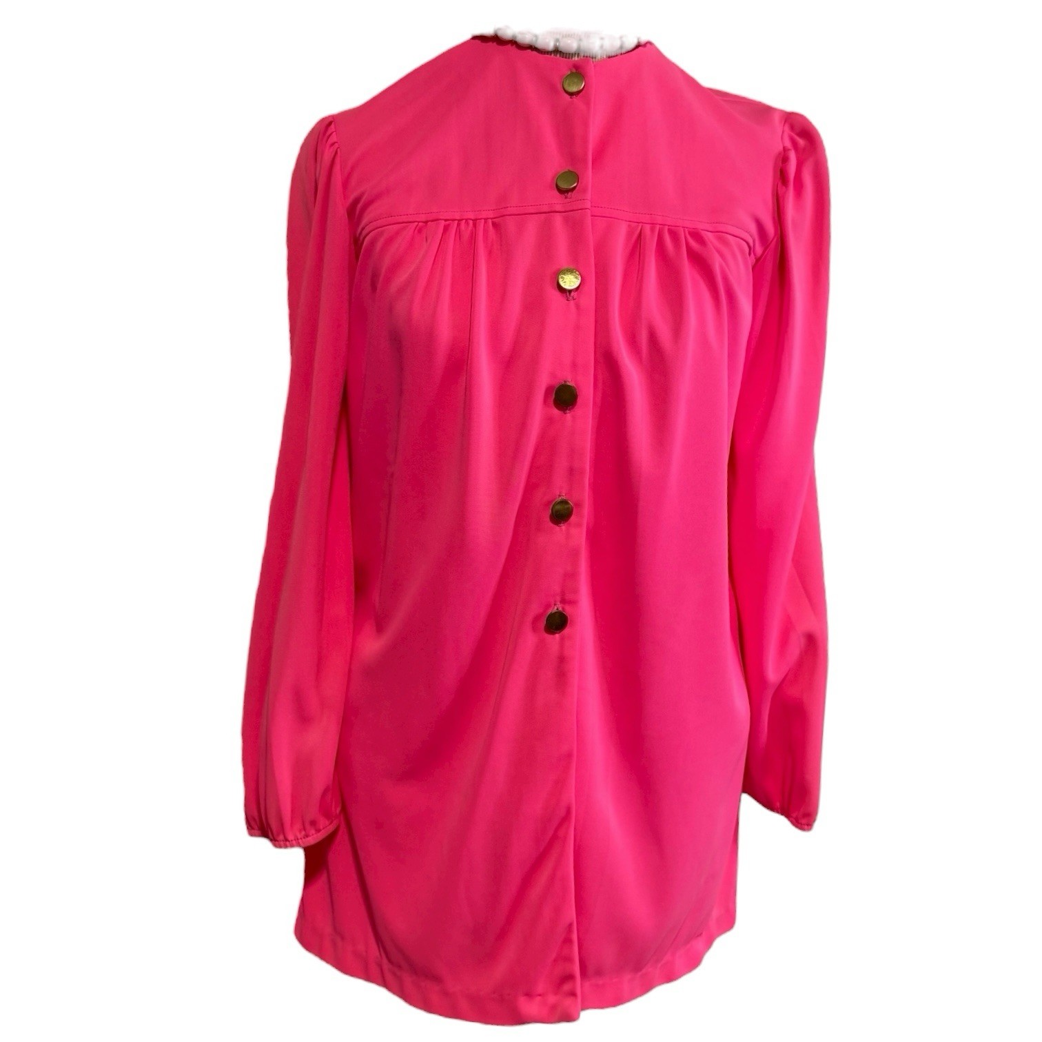 Vintage 60s Catalina Blouse House Coat Jacket Women&rsquo;s Size M Silky Hot Pink Cali