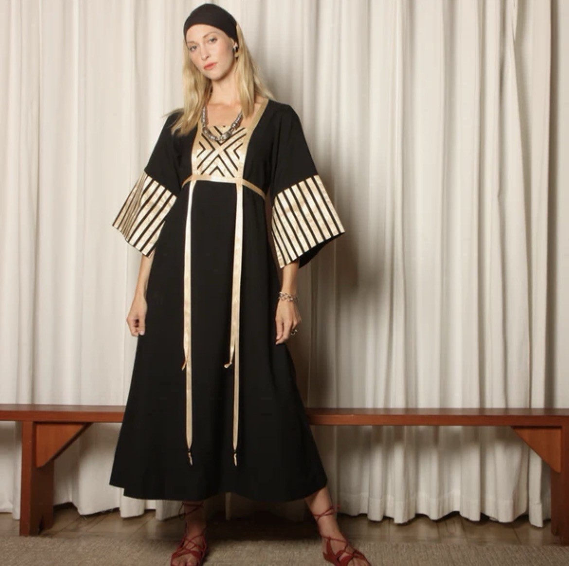 Vtg 60s Aiko California Maxi Dress Fantasy Goth Medieval Cosplay Renaissance 10