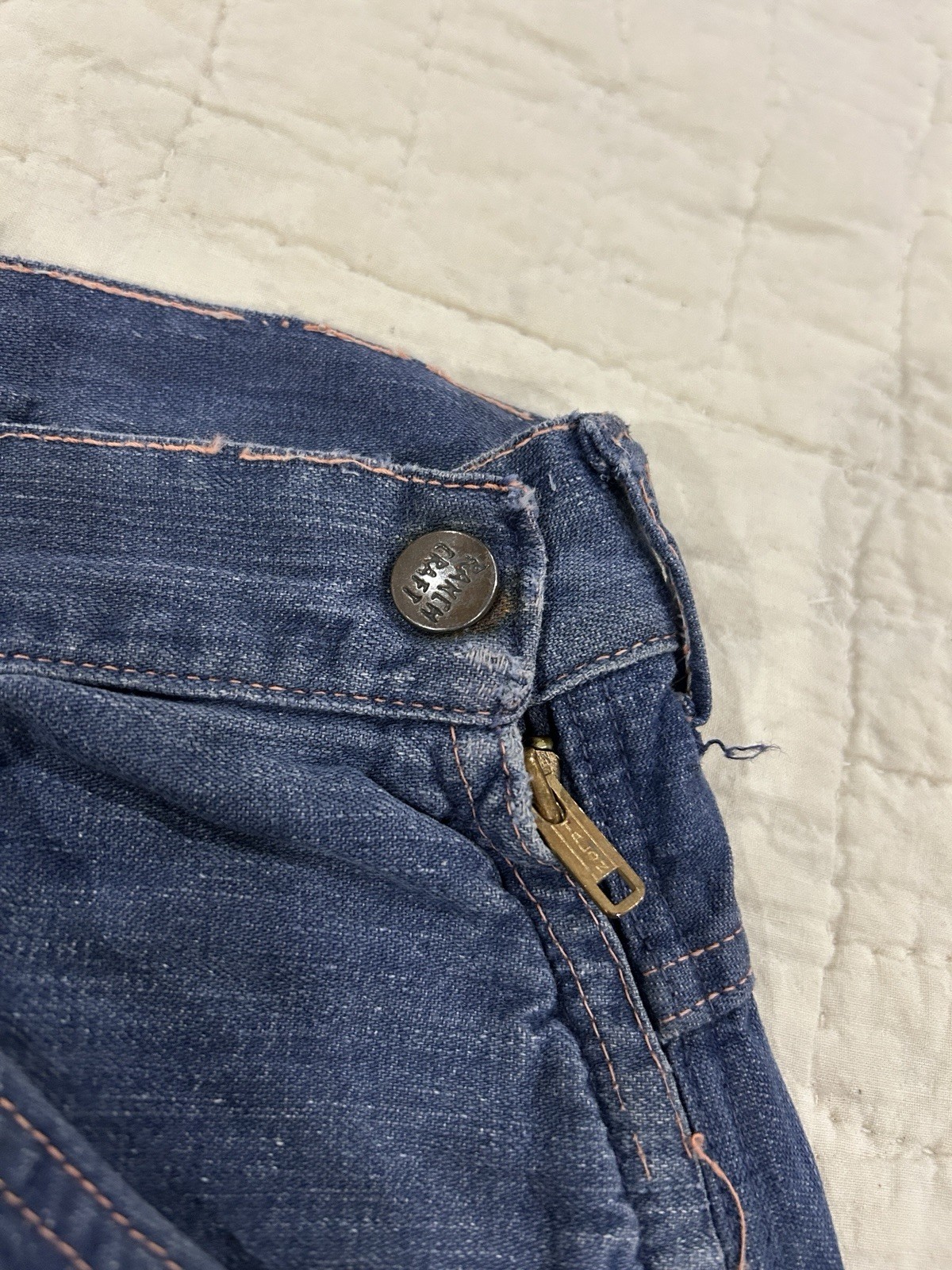 Vintage JC Penney Ranch Craft Side Zip Denim Carpenter Pants Vat Dyed Size 40×29