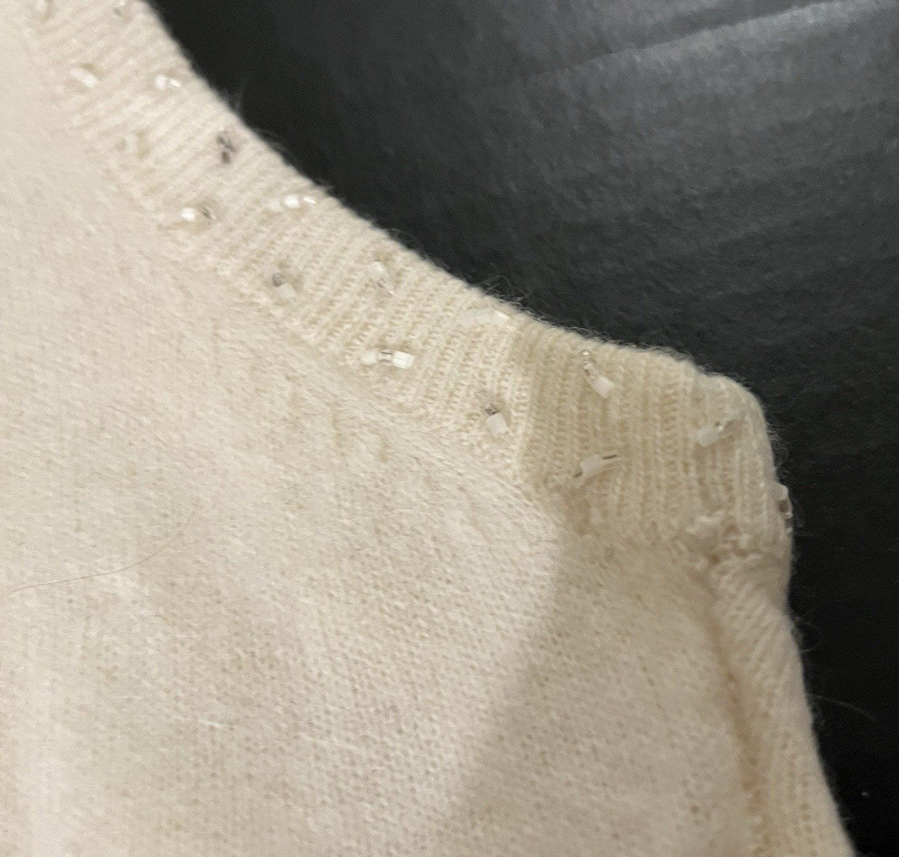 50s 60s VTG Beaded Sweater Top Shell Sleeveless Lined Lambs Wool Angora sz 36