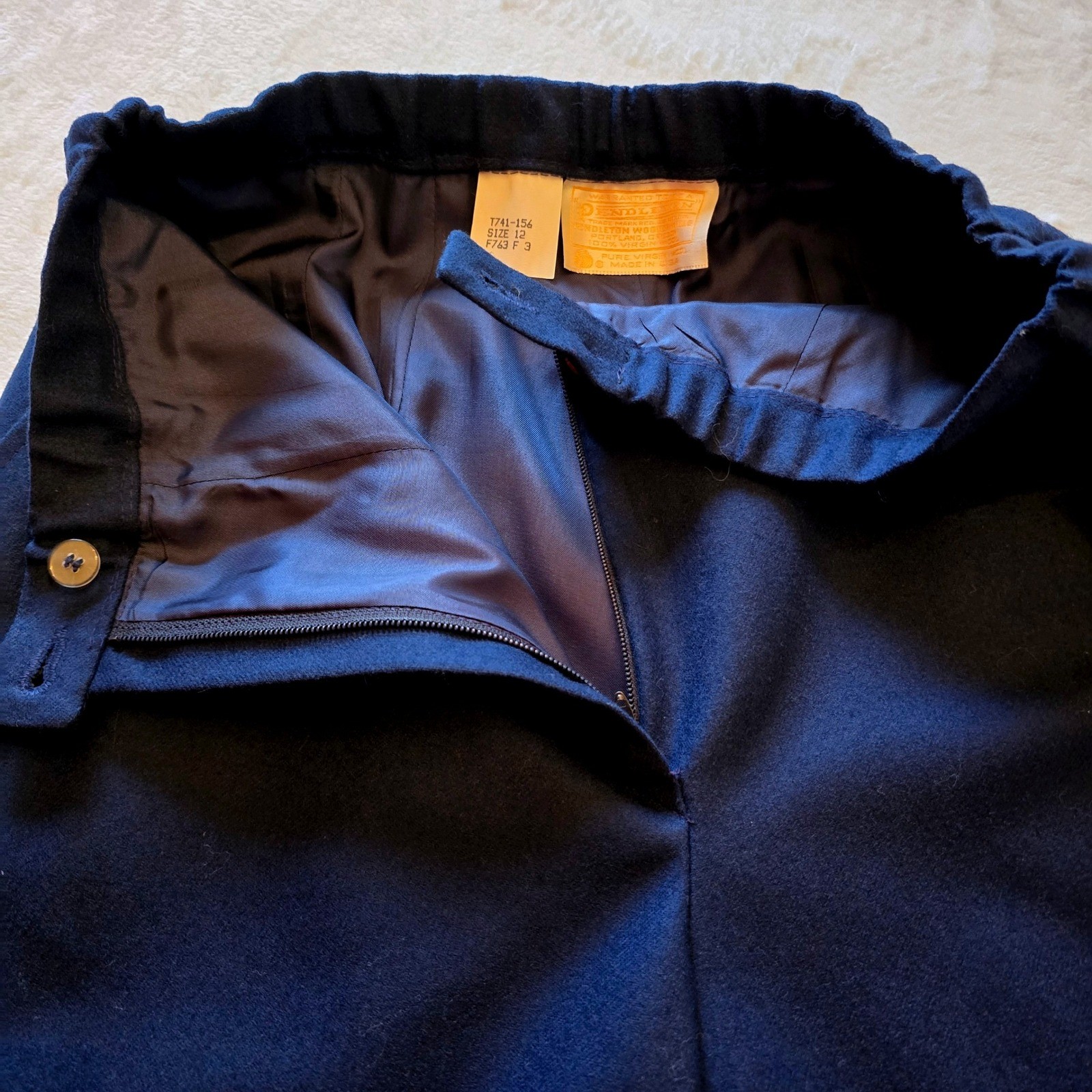 Pendleton Town & Country Womens Navy Blue Virgin Wool Trousers Pants Size 12 NWT