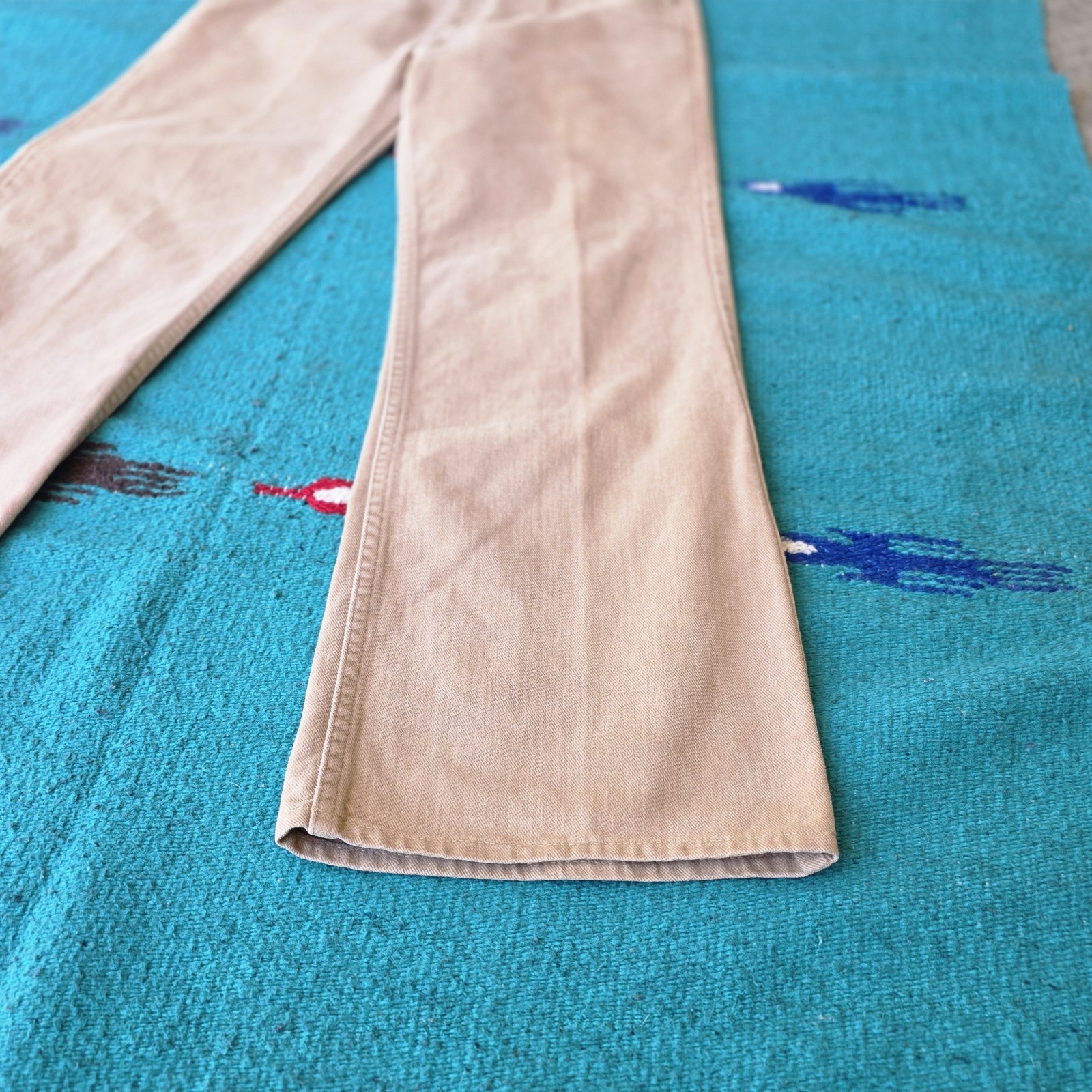 Vtg 70s Levi’s Flare Bell Bottom Beige Jeans Pants TAG Size 31 X 30 (29×26.5)
