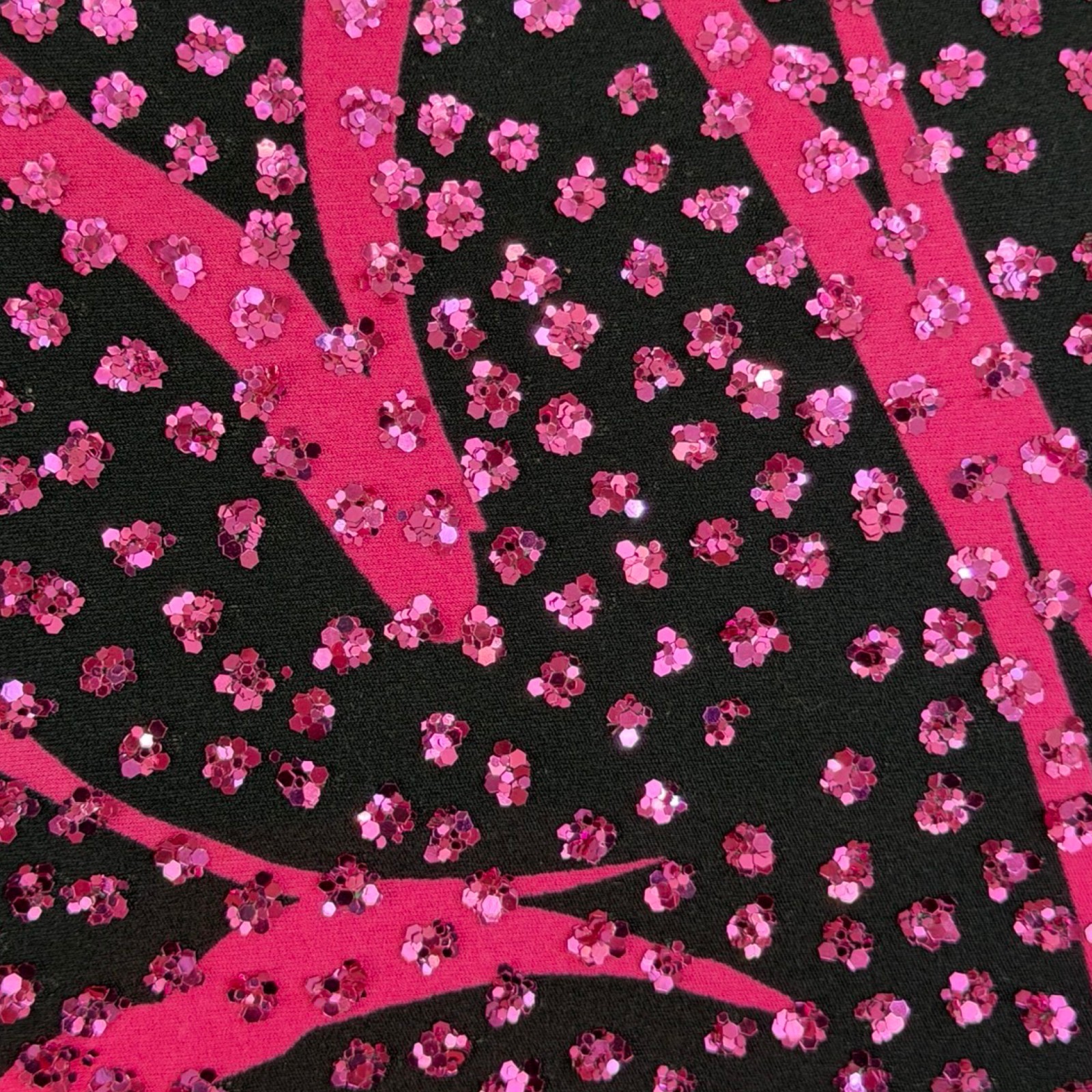 Vintage Glittery Dress, Hot Pink Black Nuin 1980s Gown (Made in United States),