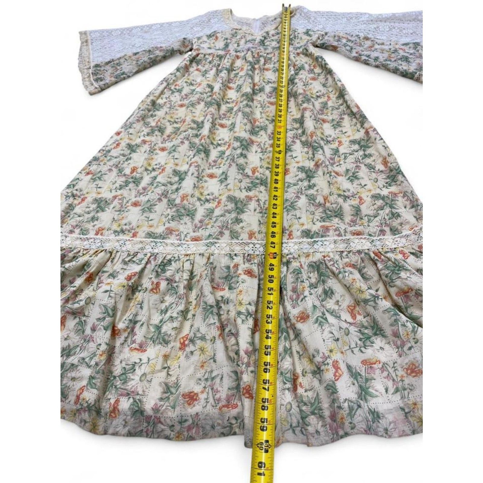 Whimsigoth Cottagecore Feminine Boho Festival Maxi Dress Lace Bell Sleeves
