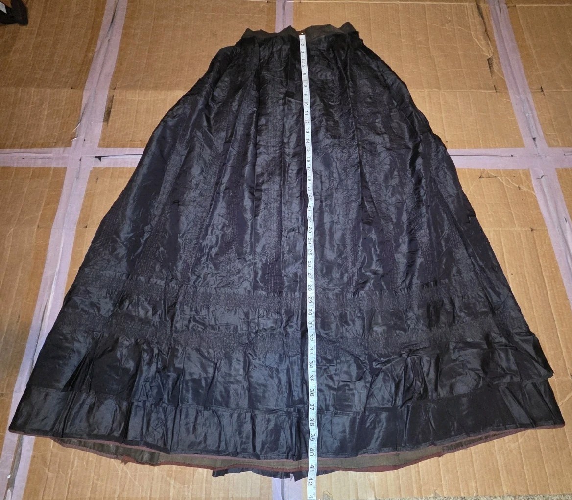 Midnight Blue Victorian Silk/Taffeta w/ Pink Stitch Ruffle Walking Suit SALVAGE