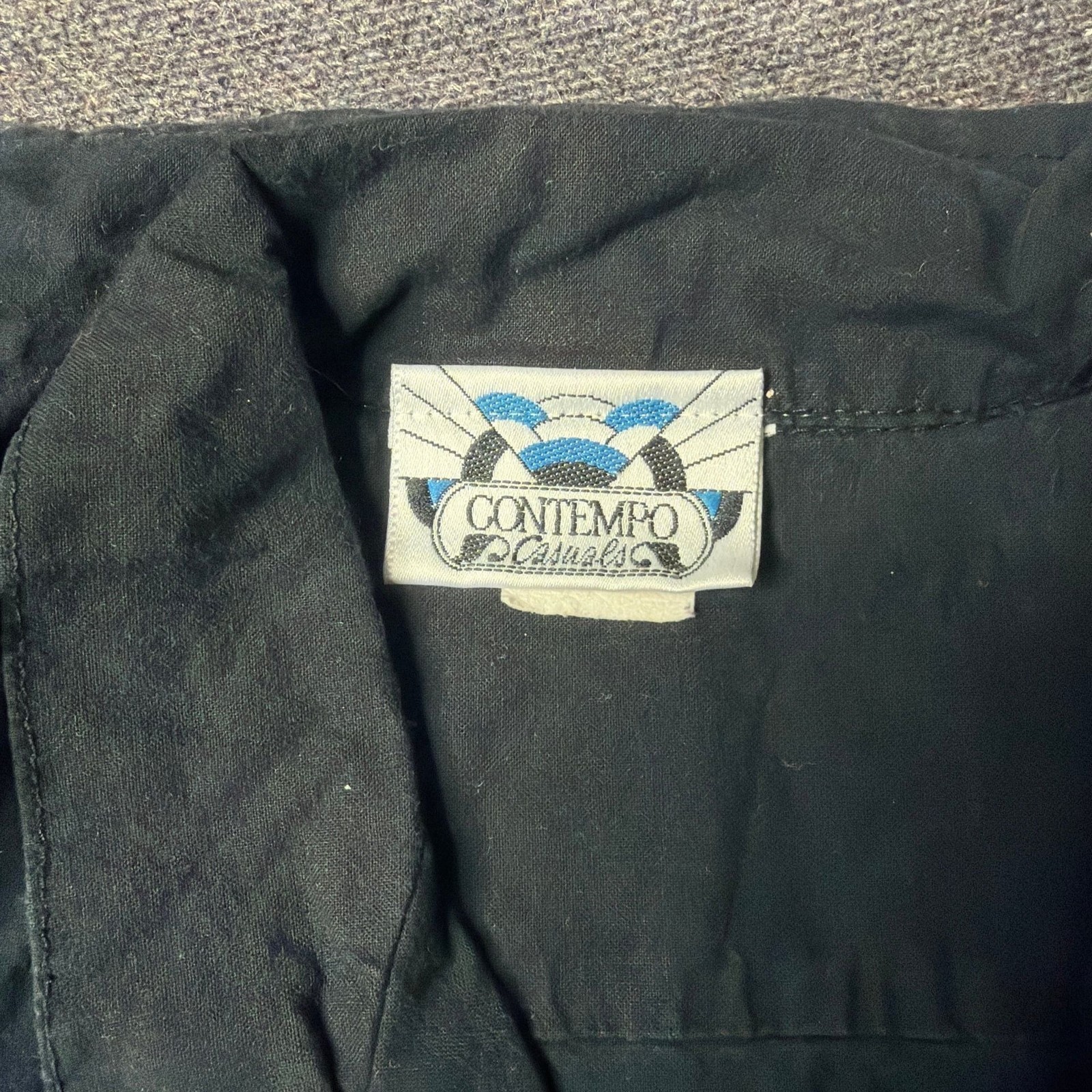 Vintage 80s 90s Contempo Casuals Black Lightweight Cotton Utility Blazer Jacket