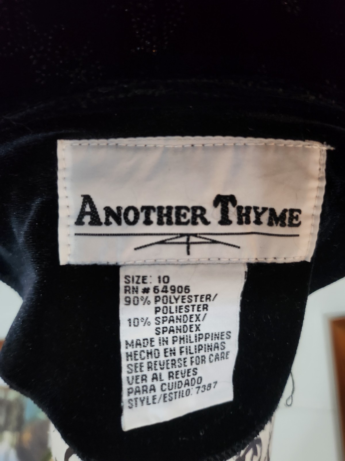 GOTHIC BLACK Dress Another Thyme Vintage 90&rsquo;s Designer Label Diamonte Velvet S