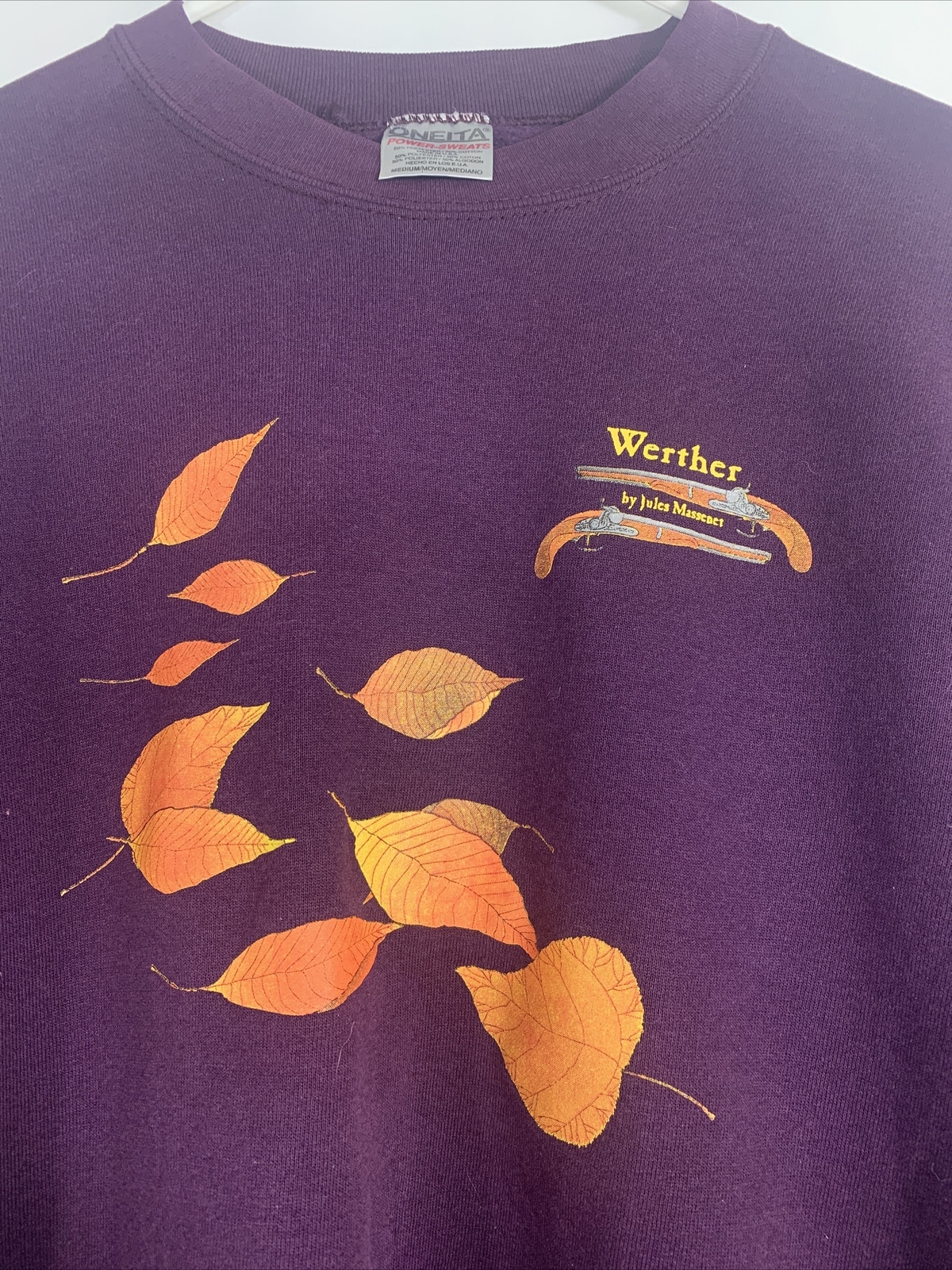 Vintage Oneita Medium Purple Fall Werther by Jules Massenet Opera 1997 Sweater