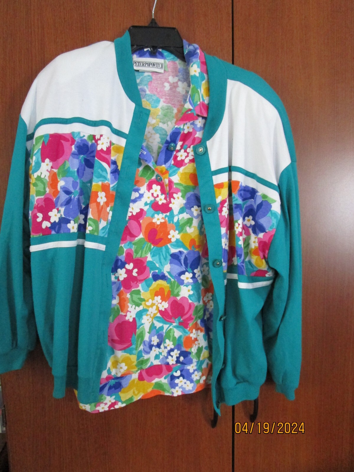 Peter Popovitch Vintage Jacket & Blouse Cotton & Poly Blouse Bust 50 Length 25
