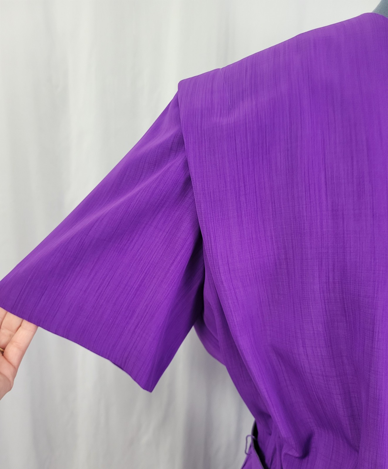 Vintage Leslie Fay Purple Blouson Dress w Pleated Skirt & Matching Belt Size 16