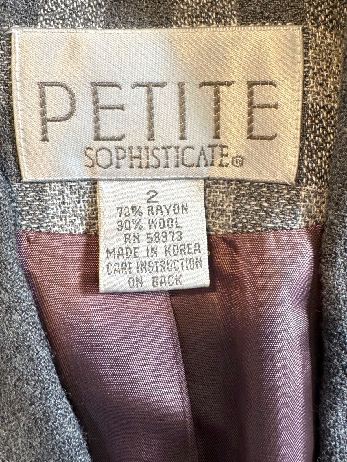 Vintage Petite Sophisticate Gingham Wool Blend Double Breasted Blazer Jacket Siz