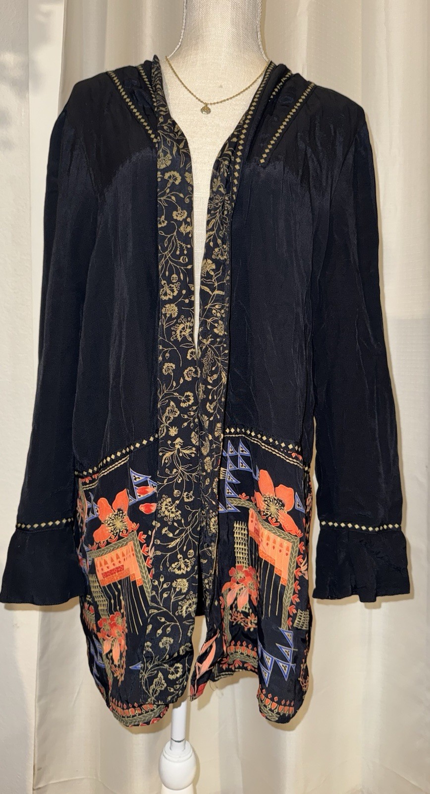 Vintage Platinum by Dorothy Schoelen Jacket Open Front Art to Wear Boho L.