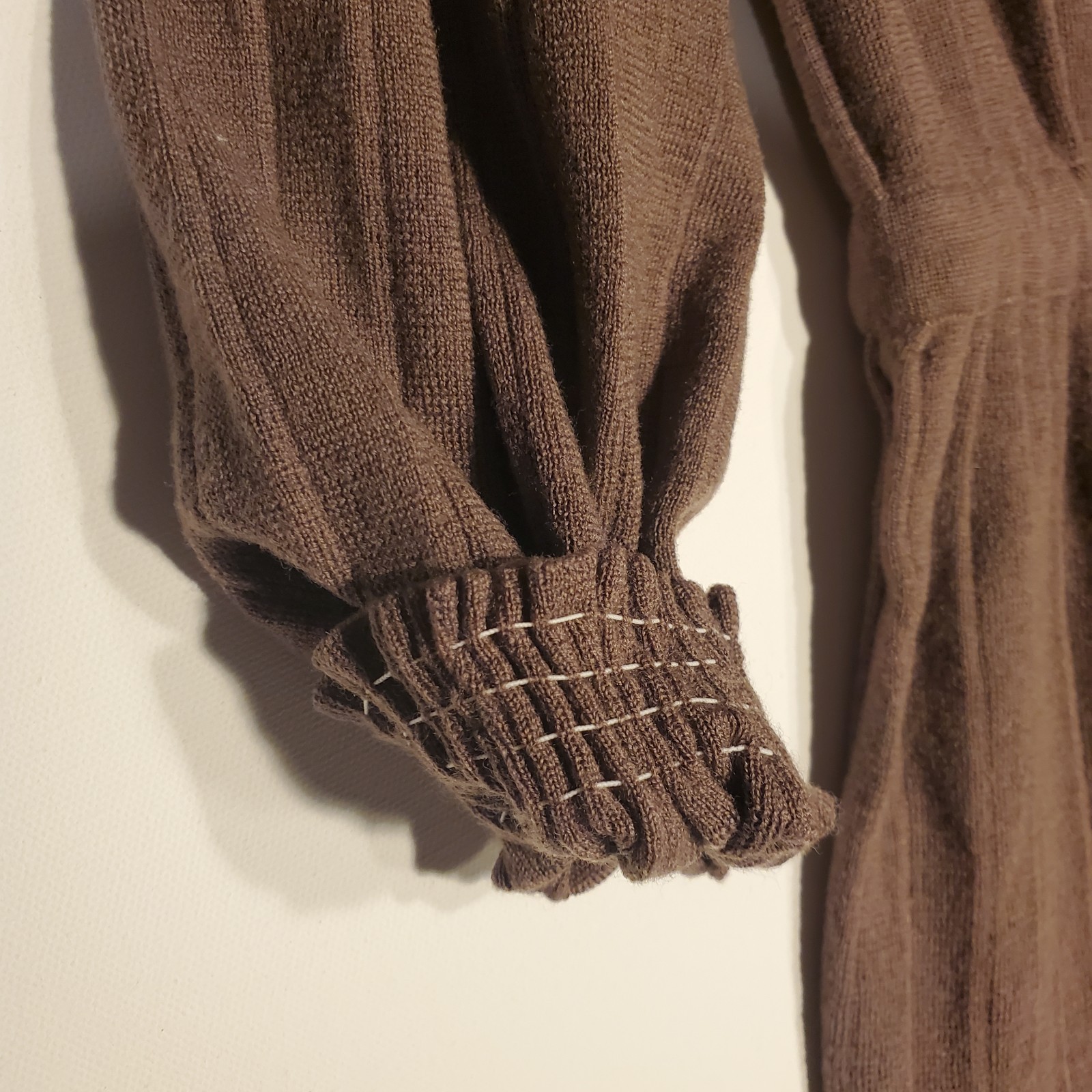 Vtg Casi Brown Button Down Belted Wool Dress Size 16, fits size 8