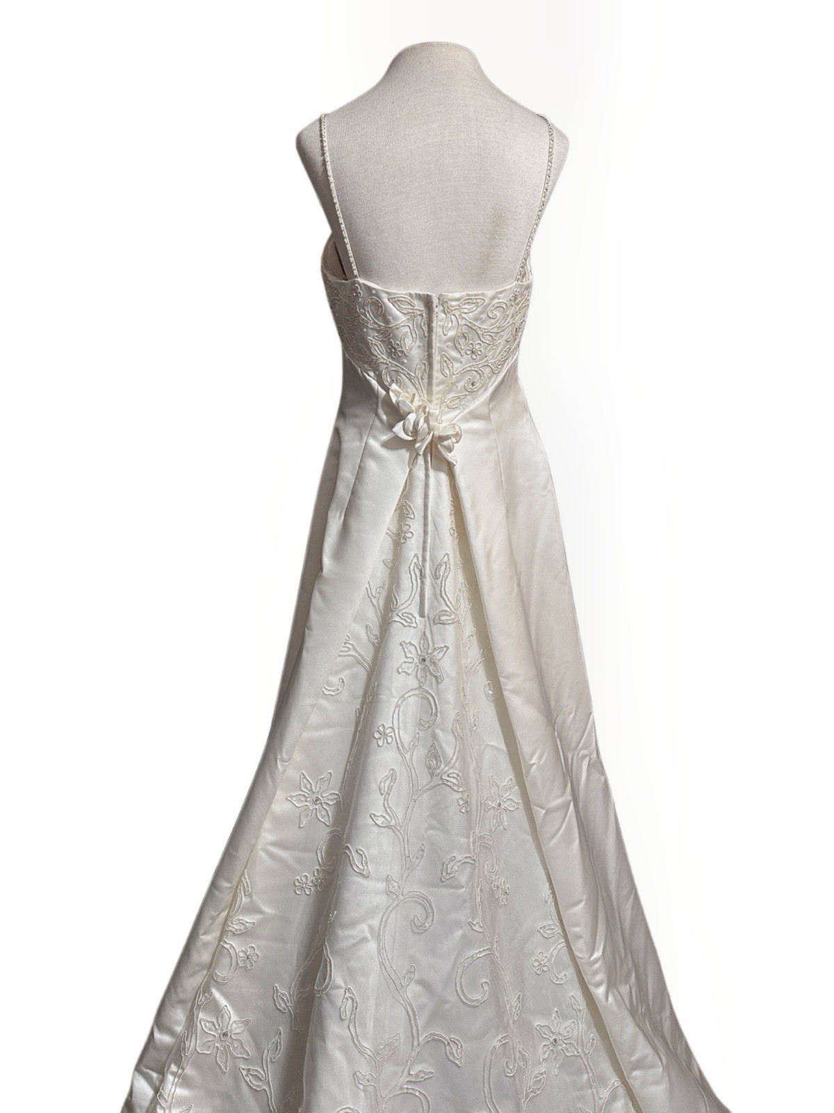 Vintage Ivory Satin Wedding Gown with Matching Shawl | Women’s Size 14
