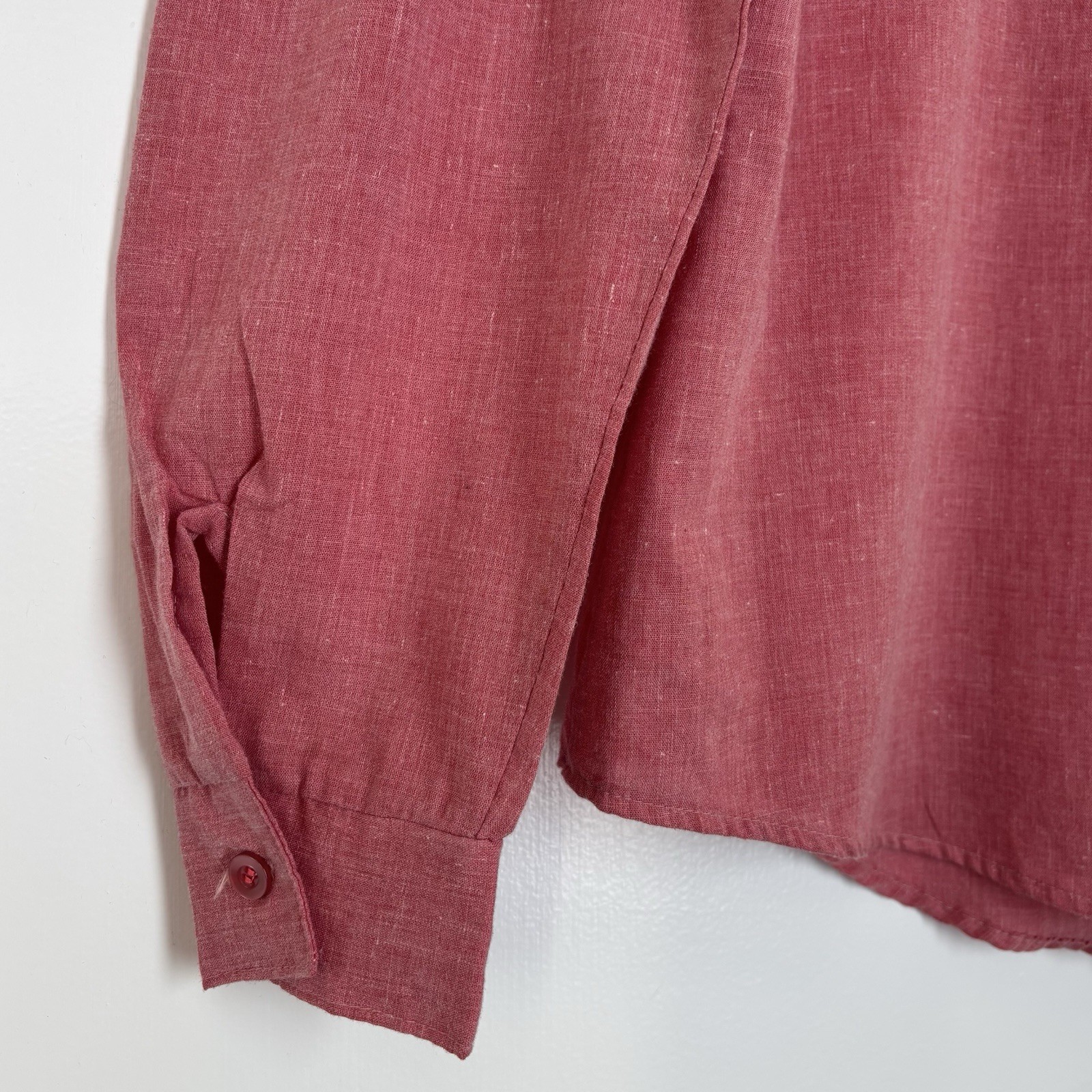 Vintage Dee Cee Prairie Western Blouse Shirt Red Lace Ruffle High Neck Large