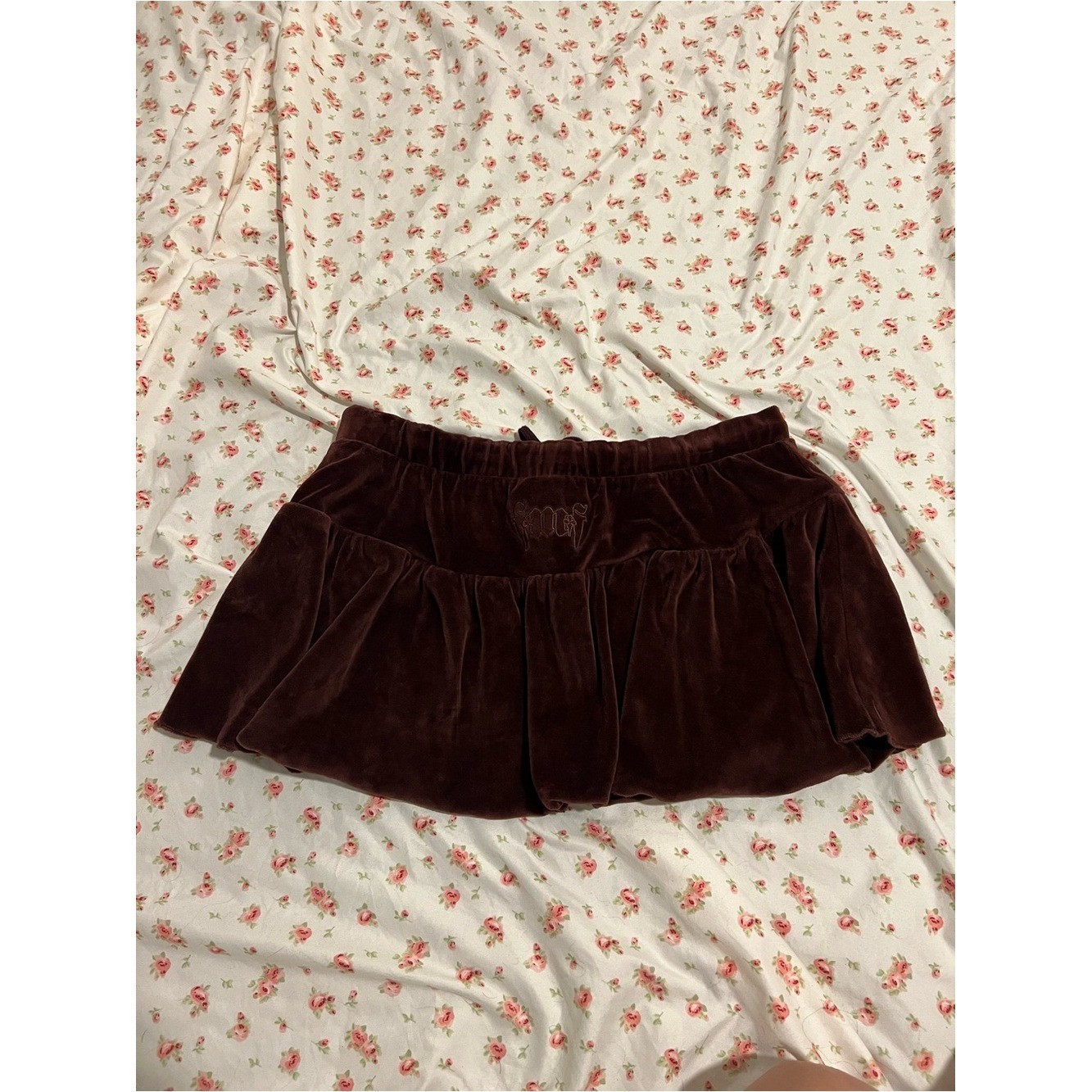 vintage velvet low rise drawstring mini skirt, perfect beach cover up