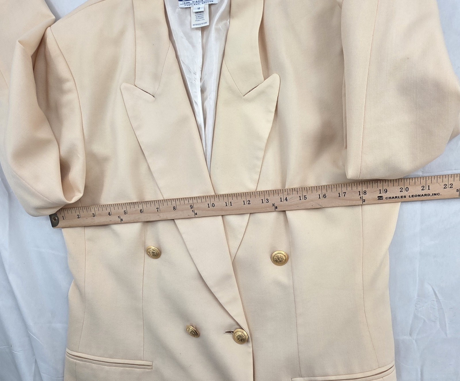 VTG 90s Pendleton Double Breasted Wool Blazer Gold Crest Buttons Women 12