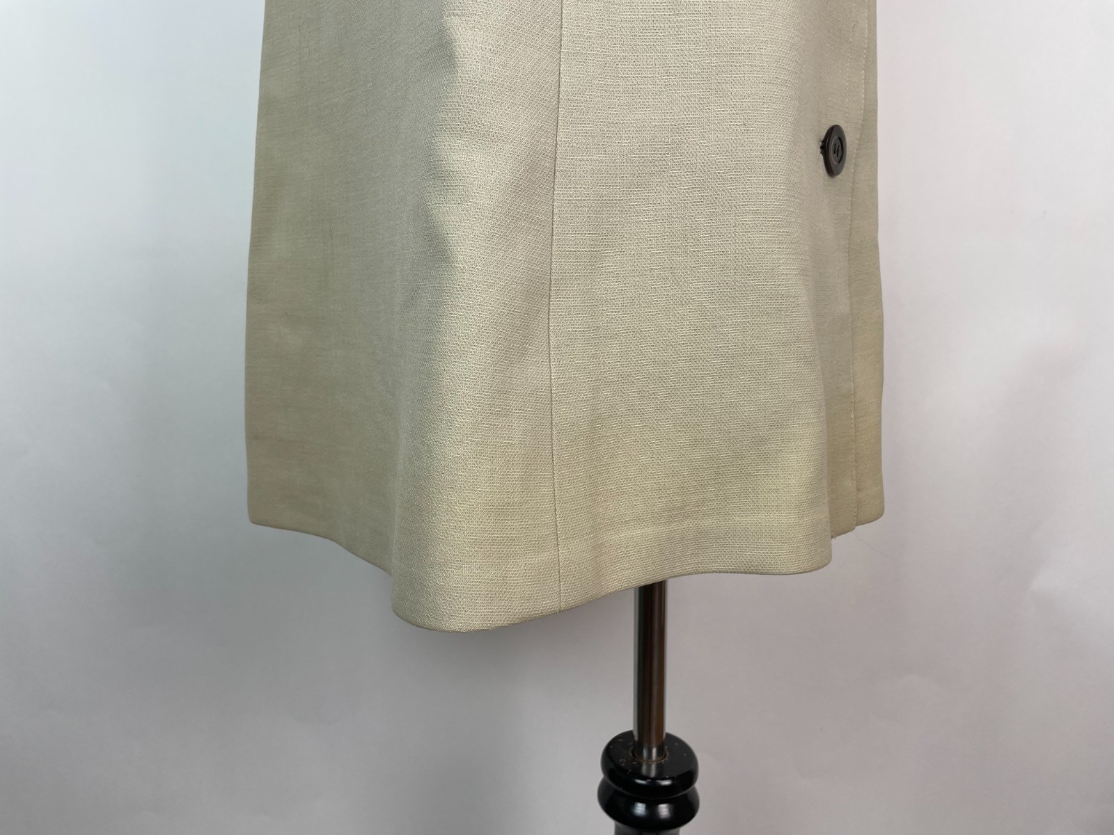 Vintage60s HARDY AMIES BOUTIQUE Taupe SIDEBUTTON shift dress S/M 34&Prime; Bust Damage