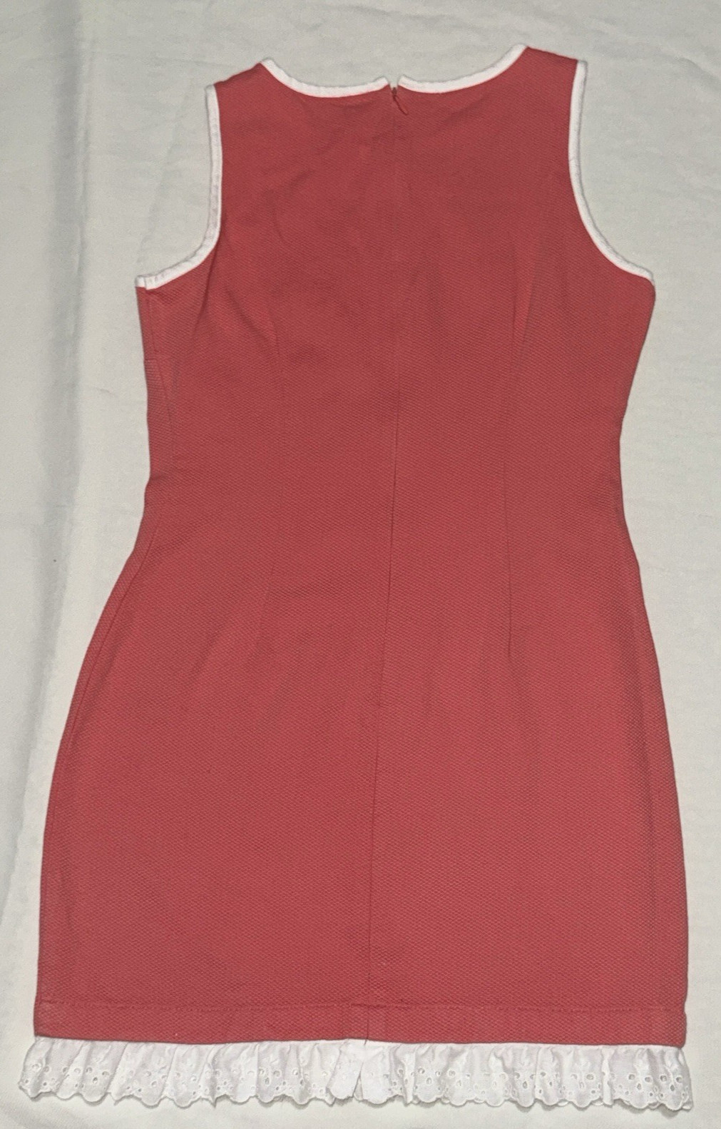 Vintage OLD NAVY Clothing Co Coral Red Tank Dress Eyelet Trim Size 4