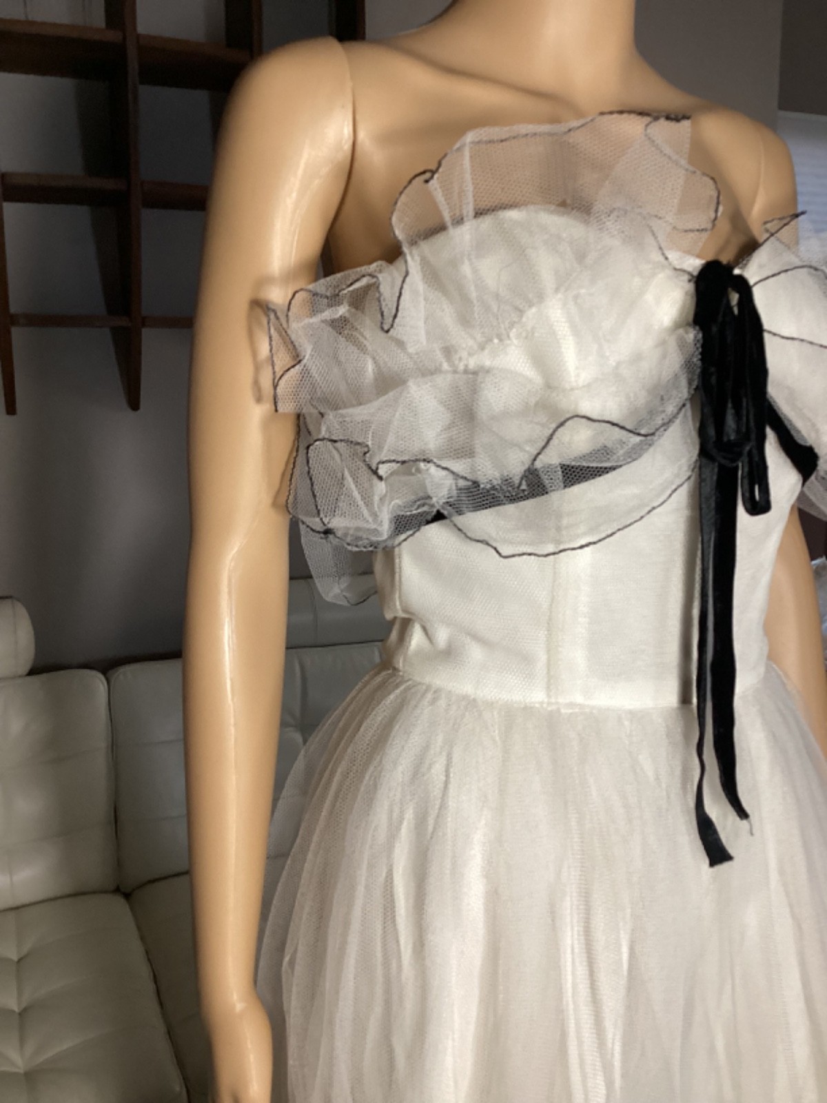 Vintage 1950&rsquo;s Will Steinman Original Black & White Tulle Strapless Party Dress