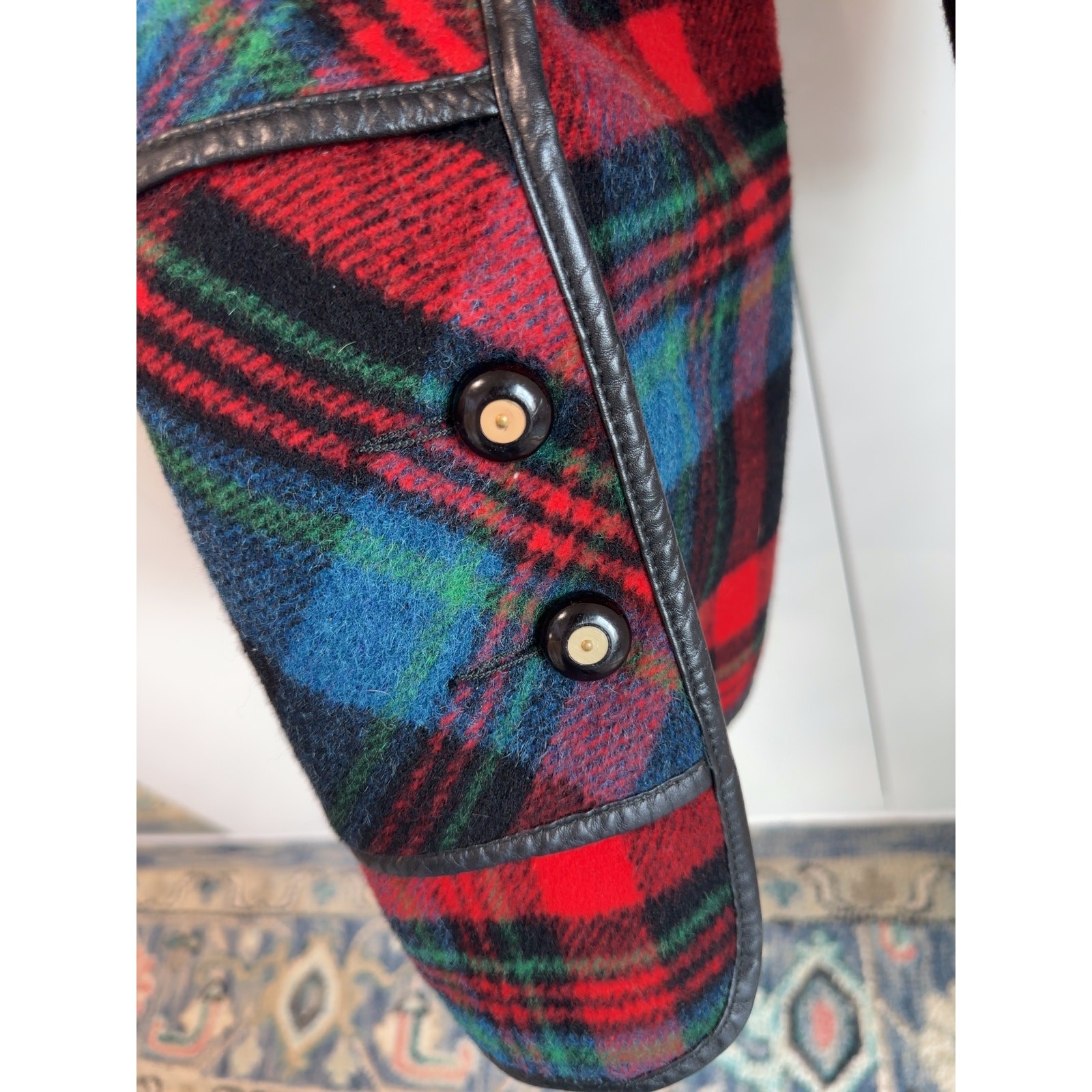 Womens Wool Plaid Coat M Made USA Equestrian Country Side Classic Mod Preppy