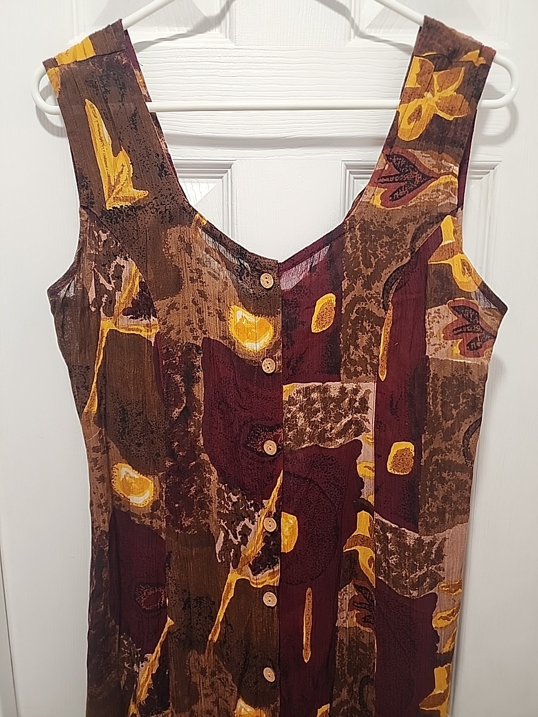Vtg 90s Y2K Jasmine by KVM Button Front Crinkle Dress Criss Cross Back Sz Med