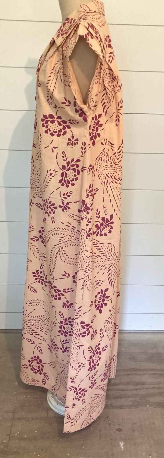 Vntg 1990s Hawaiian muumuu maxi dress peasant dress peacocks butterfly XL B 44