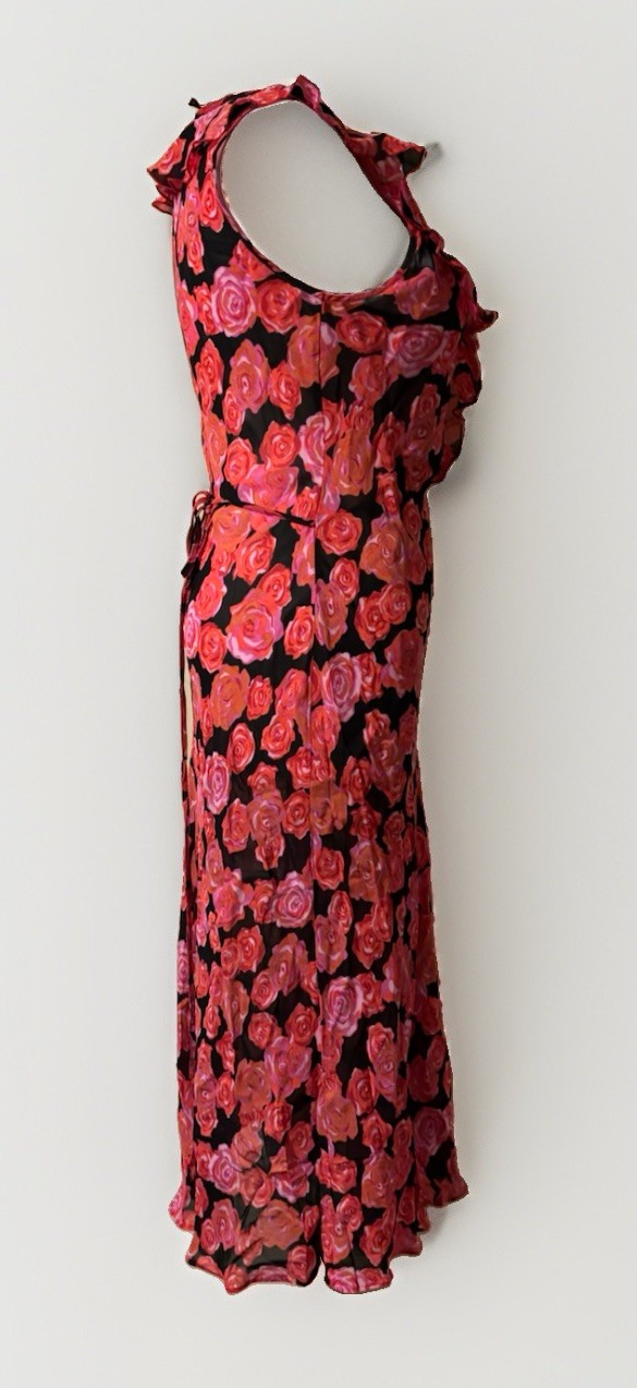 Vintage 90s Betsy Johnson Rose Garden Wrap Dress Size M
