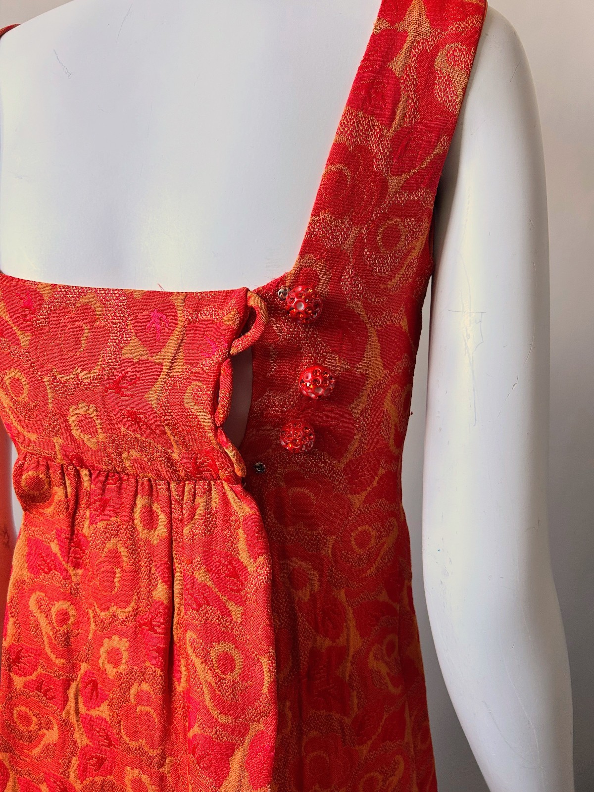 Vintage 1960s Mod Orange Micro Mini Dress Palm Royale 60s 70s sz XXS Teen Sz 14