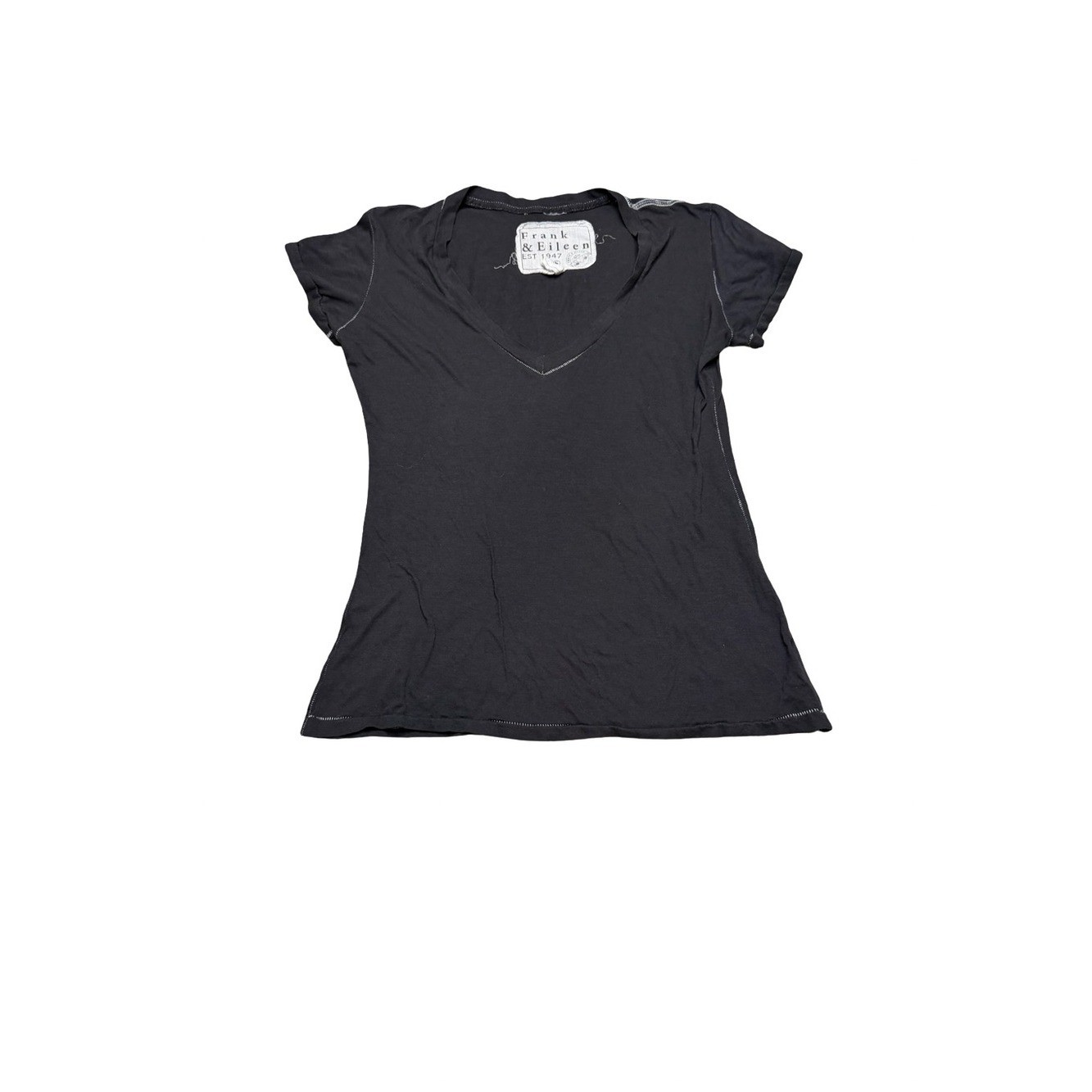🖤 Frank & Eileen Vintage Inspired Black V Neck Tee Shirt Small Cotton Tee 🖤