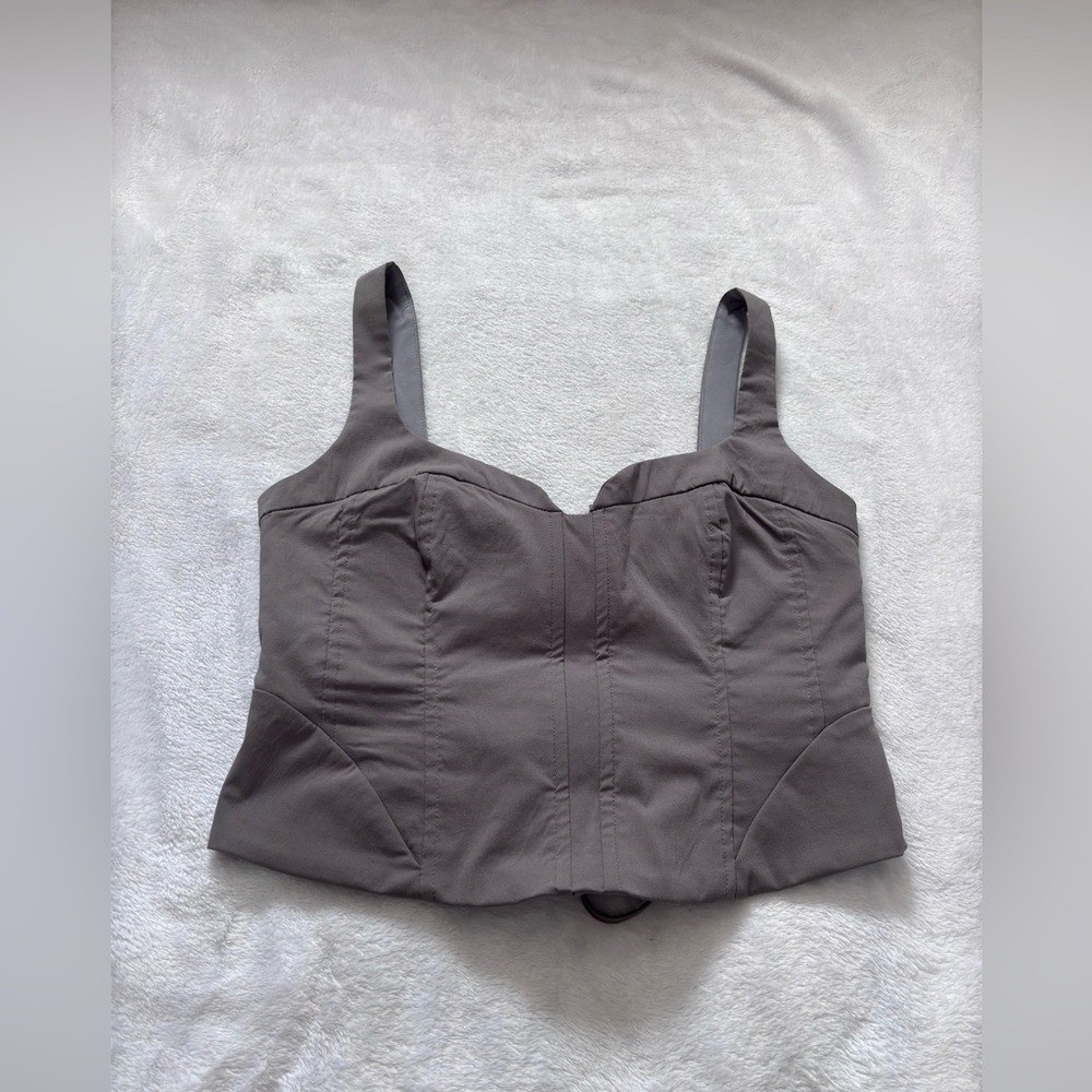 L.A. Hearts Corset Top Lace Up Back Sleeveless Gray Fitted Size M