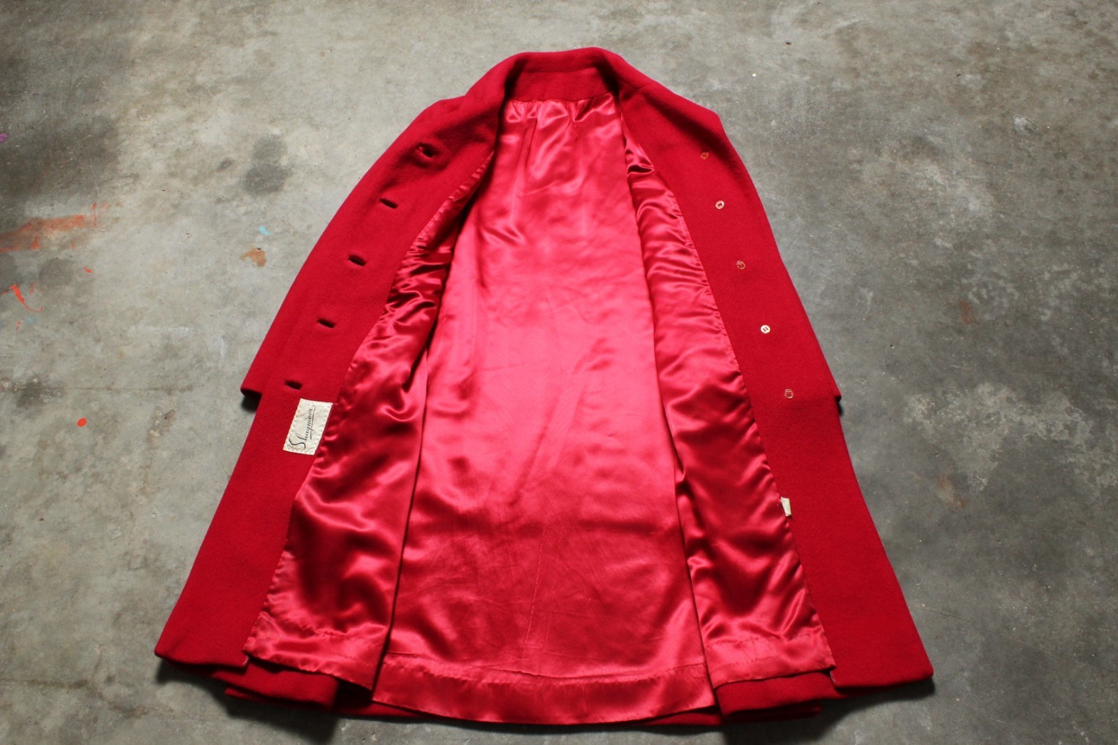 Vintage 60&rsquo;s USA Union-Made Ruby Red Shagmoor Wool Coat – M / L