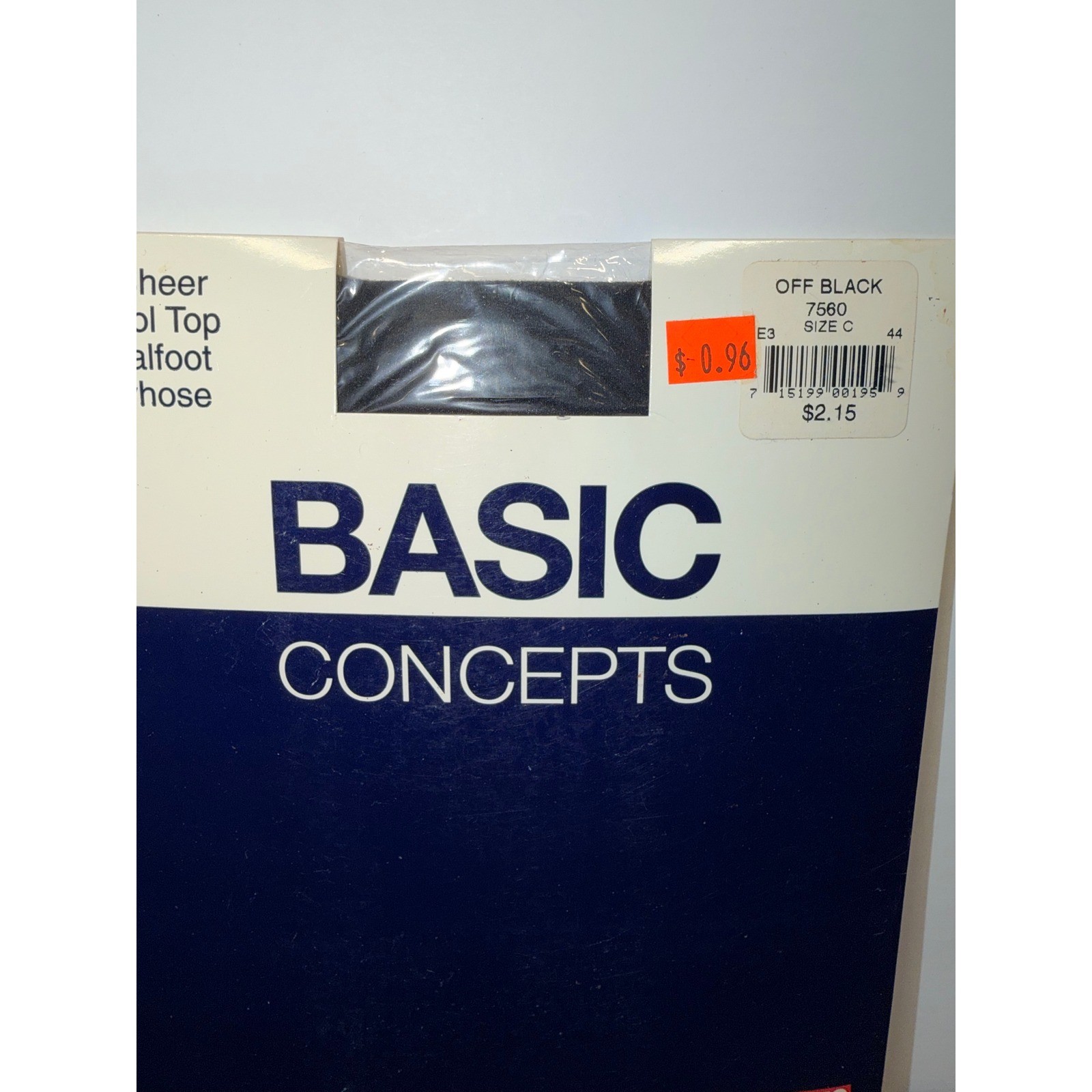 Basic Concepts Vintage Off Black Day Sheer Control Top Pantyhose Sandalfoot Sz C