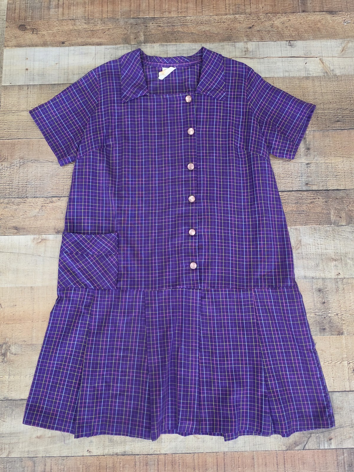 Vtg Mid Century Purple Chirse Dress By Sue Sherry Union Made Sz 20 1/2