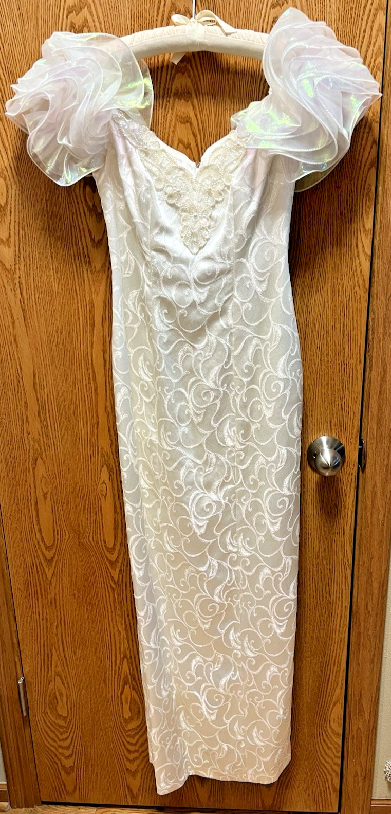 FLIRTATIONS Alfred Angelo Ivory Puff Sleeve Sheath Dress Romantic Lolita Sz 7/8