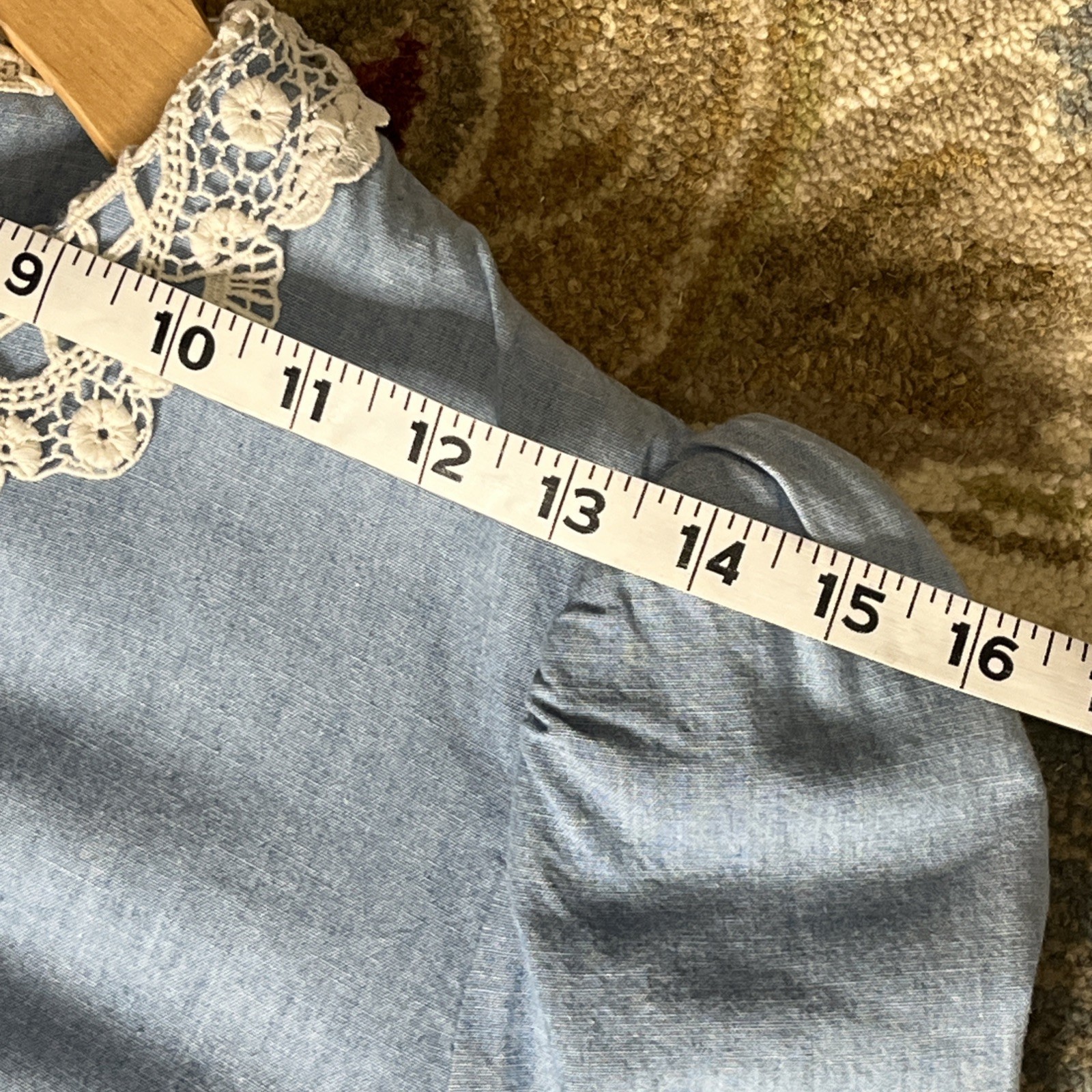 Vtg. Cottagecore Teacher Librarian Modest Dress w/Lace Collar Light Blue Sz 10
