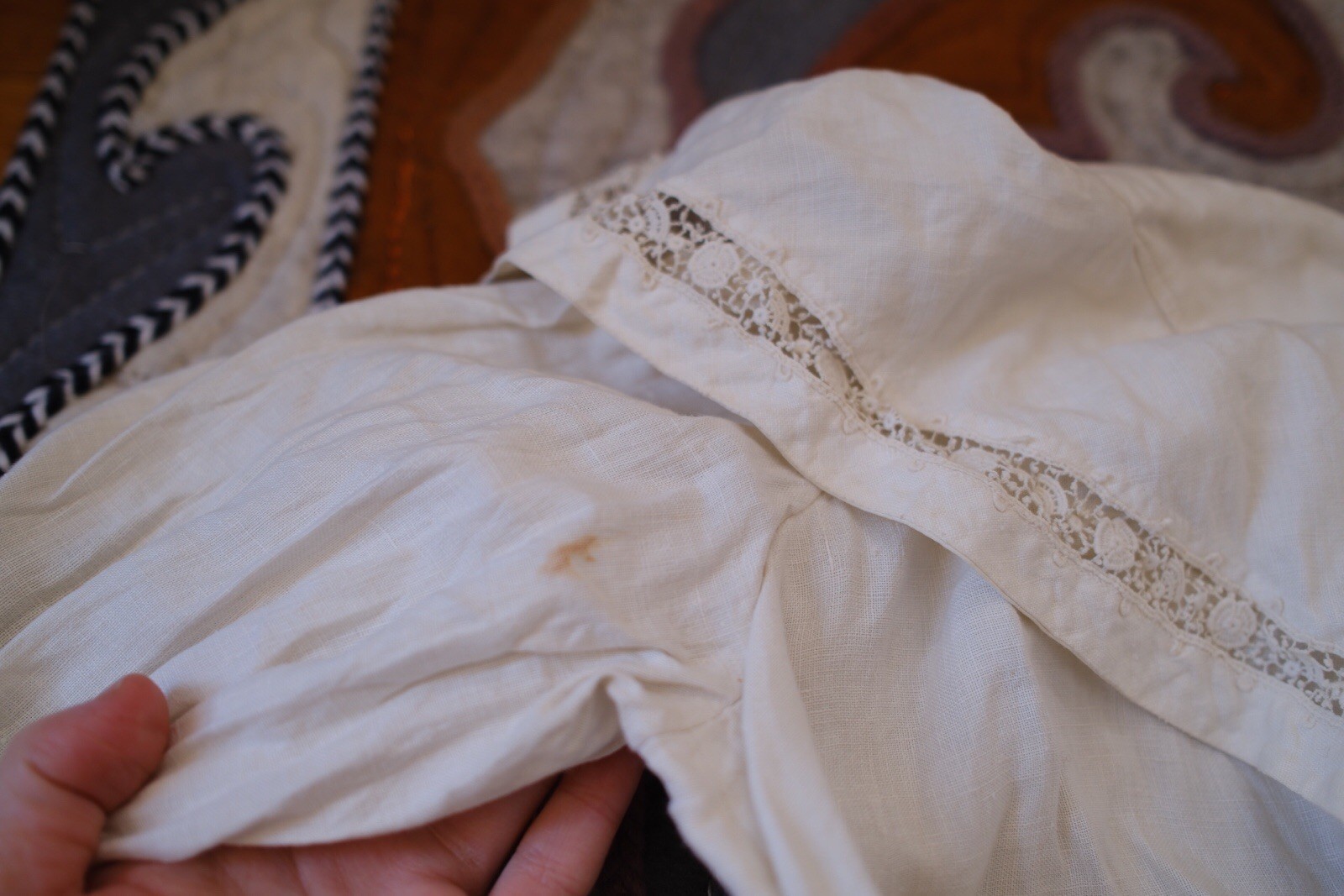 1900s Edwardian Insertion Crochet Boat Neck Blouse