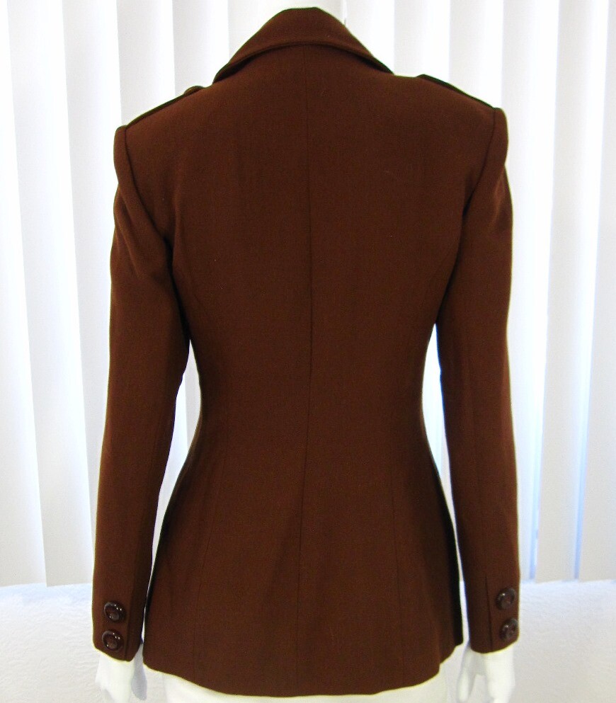 Collection Allumette A.C Paris Vintage Long Sleeve Blazer Sz T2 Solid Brown