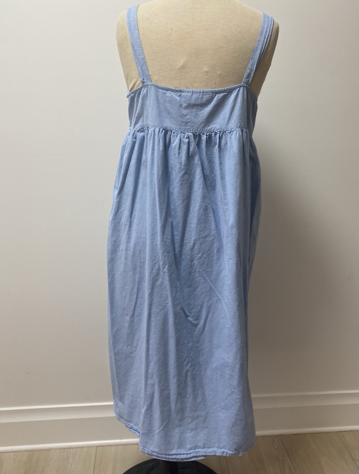 Gillian & O’Malley Chambray Crochet Lace Empire Waist Cottagecore Midi Dress L