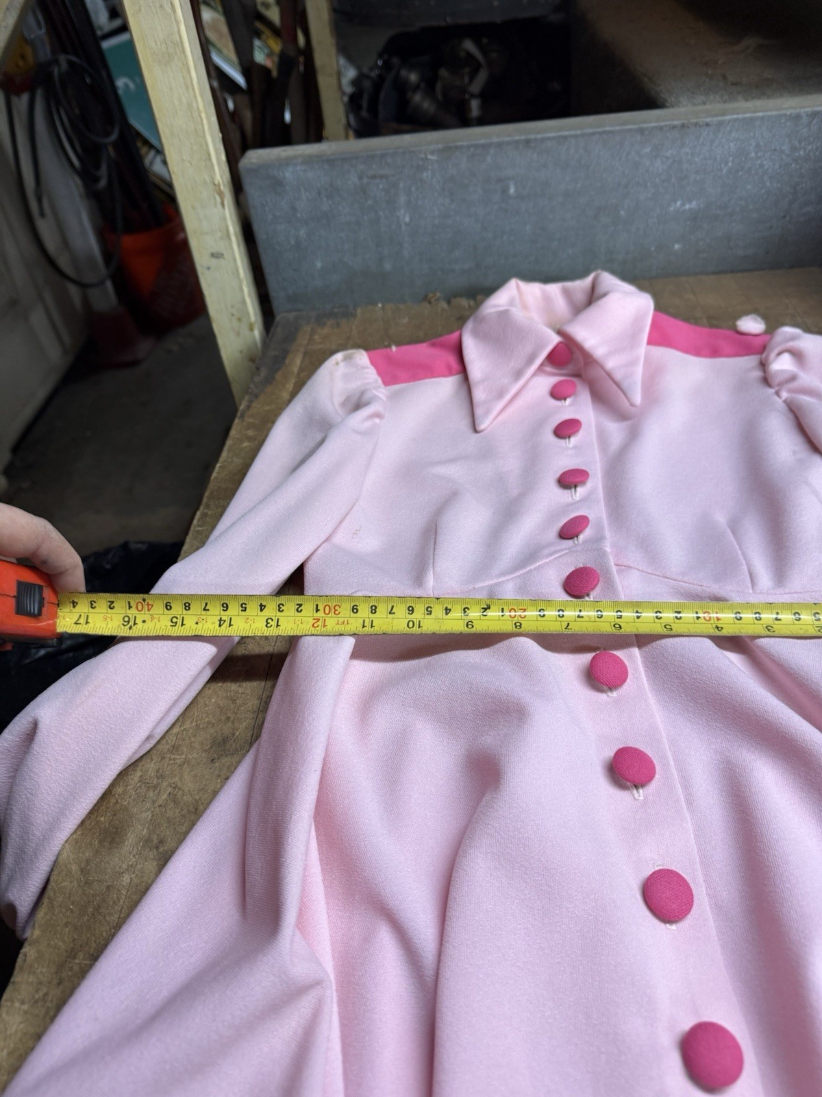 Vintage Early 1900s Retro Pink Button Up Dress Womens Workwear Clothing USA