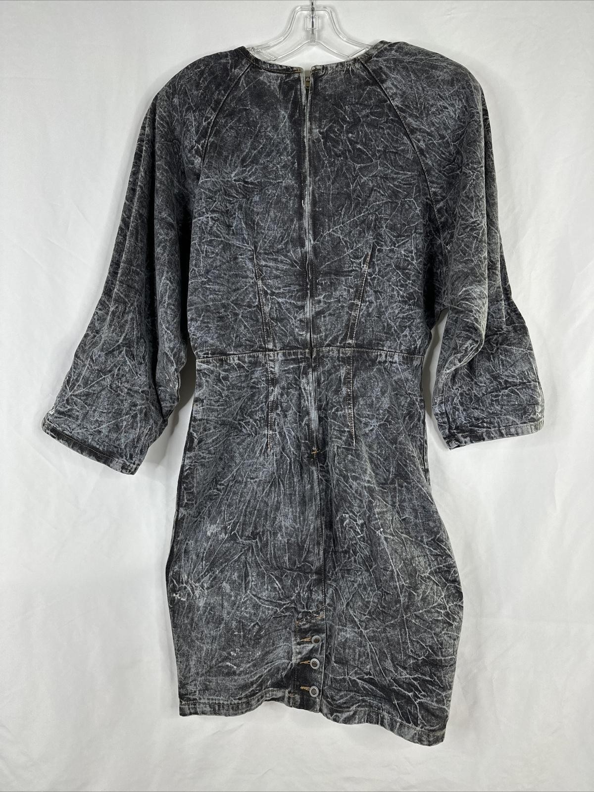 Vintage United States Chemin De Fer Denim Dress Size 9/10 Gray 3/4 Sleeve RARE