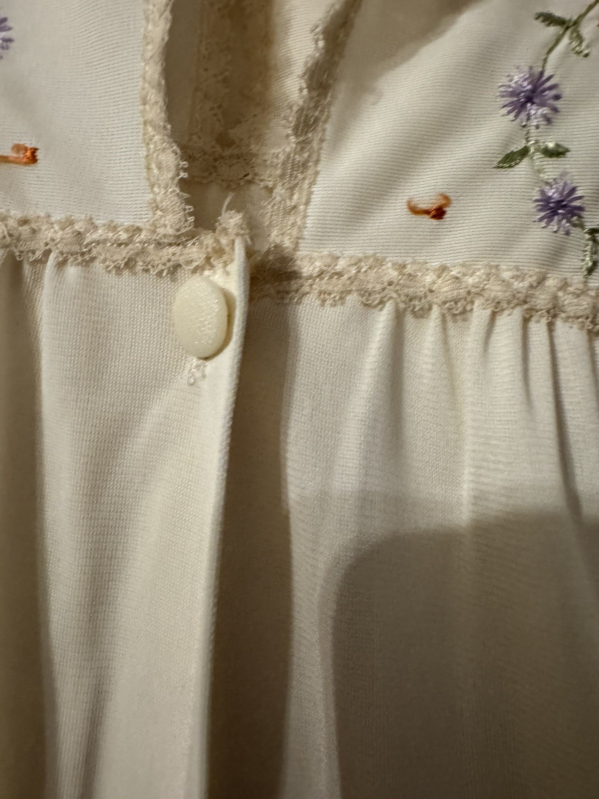 Vintage Sears 2pc Embroidered Bodice Long Nightgown & Robe Large 38/40