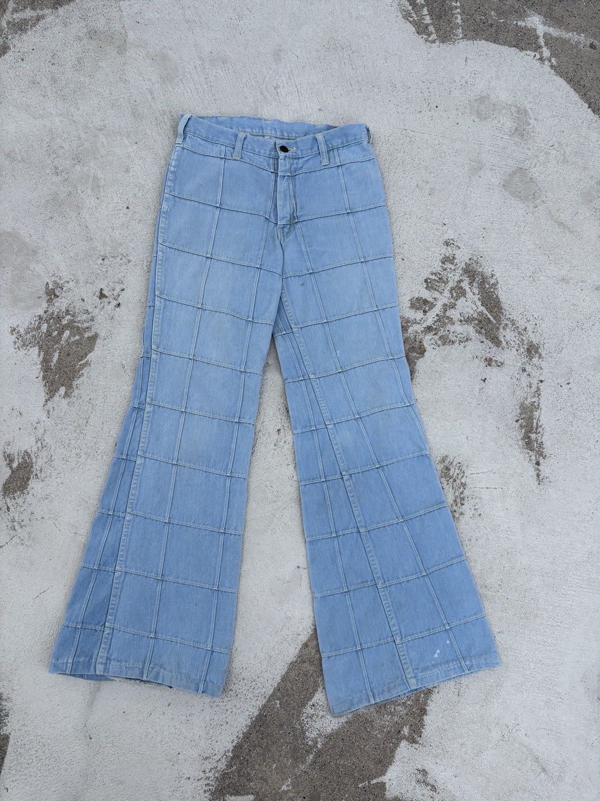 True Vintage Groovy Disco 70s Patchwork Denim Flare Jeans By Branded Lion 28×31