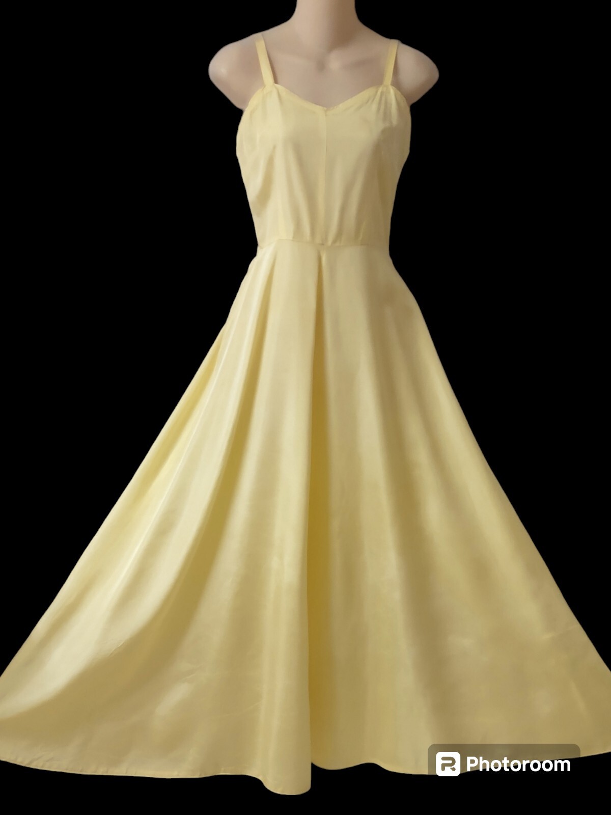 Vintage 40&rsquo;s Hollywood Glamour Silk Rayon Yellow Bias Gown Dress Side Zipper S