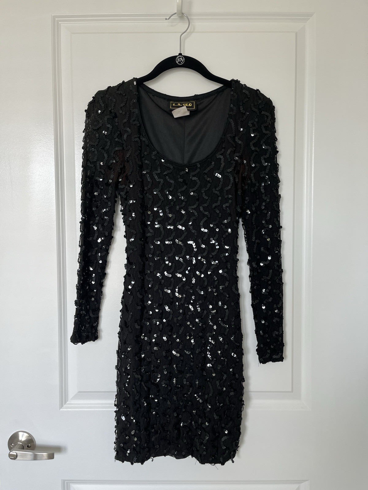 black vintage LA Glo long-sleeve sequin dress size 7/8