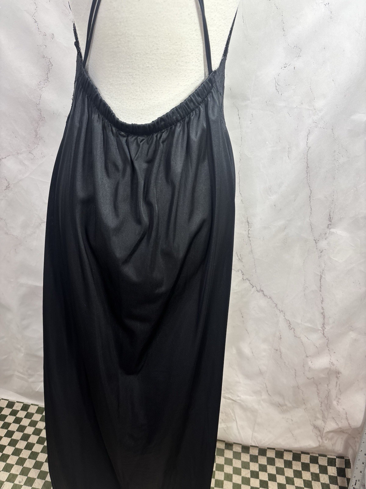 Vtg 70s Lily Of France Full Sweep Slip Dress M Black Old Hollywood Whimsigoth