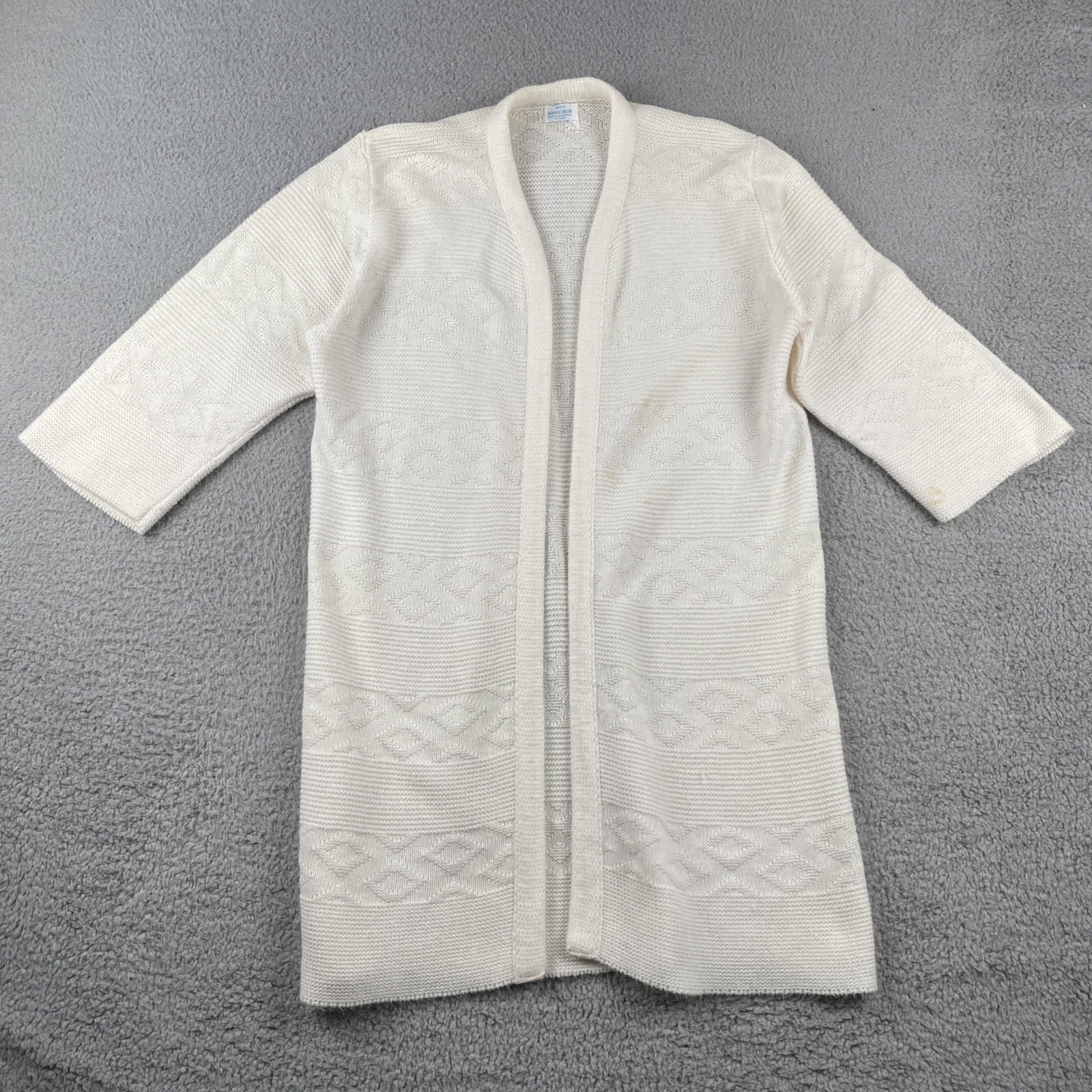 Vintage Orlon Acrylic Knit Sweater Night Gown Made In California Ivory White