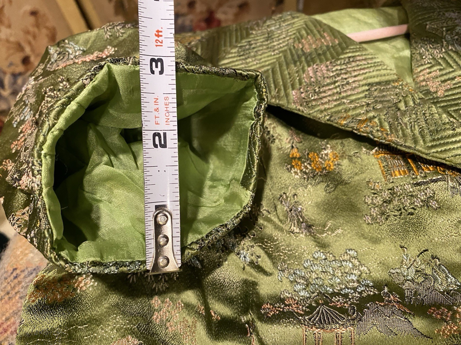 VTG Embroider Estat Regency Brocade Blazer Detail Puff Sleeve XS Oriental Design