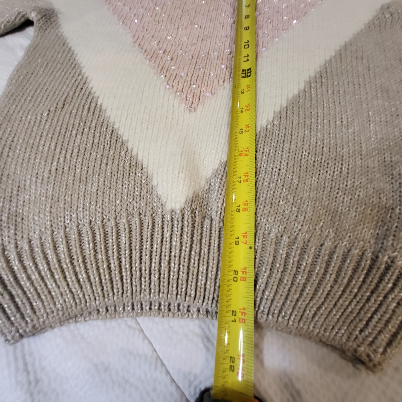 80s Vtg Angora Beaded Pullover Knit Grandma Sweater Women&rsquo;s M Pink Colorblock